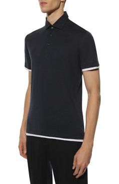 image of Brunello Cucinelli O1W1Db10524 Polo T-Shirt In Navy, Men's (Size XS)