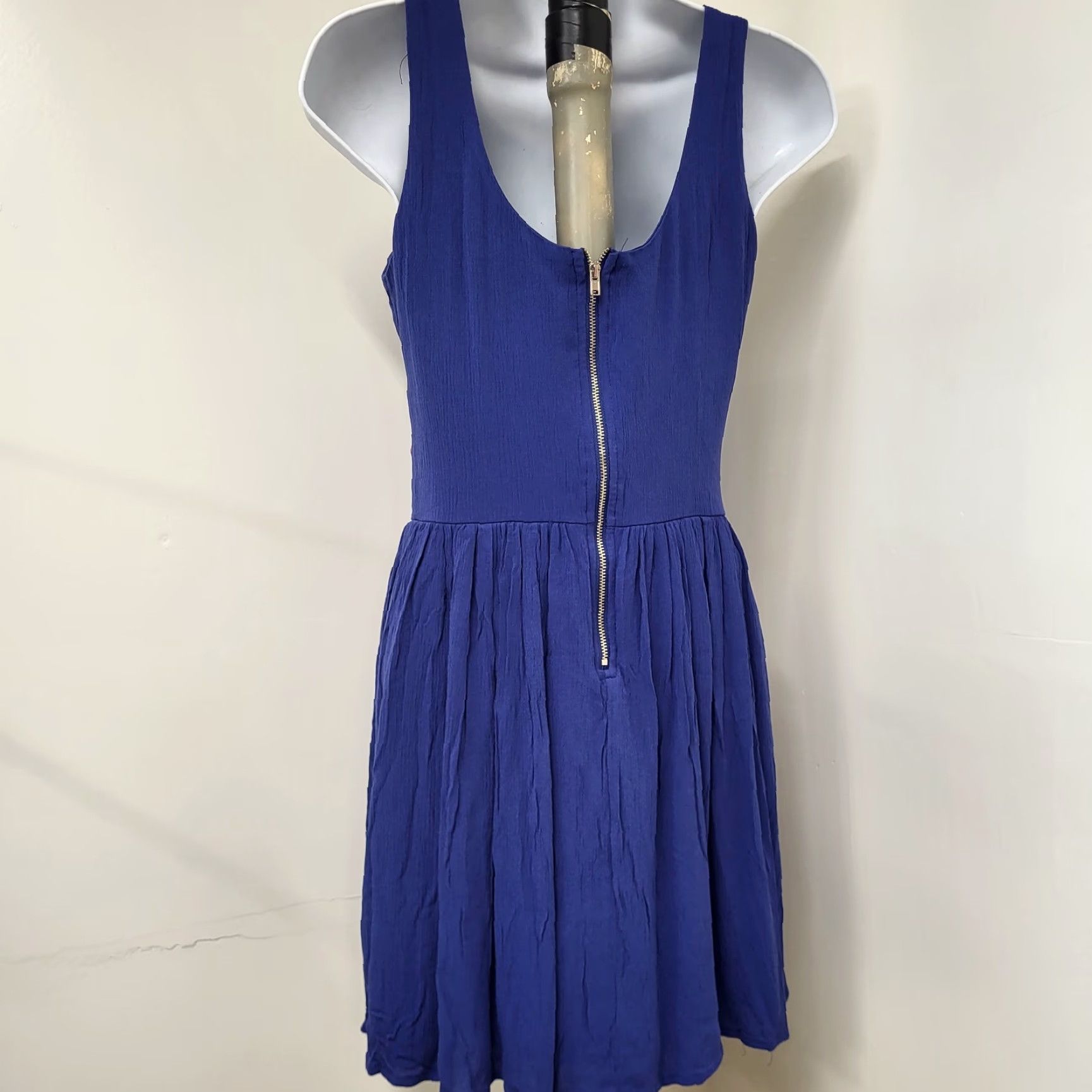 Vintage Xhilaration Lined Dress Women's XS Blue Embroidered Sleeveless Back Zip EUC Size XS / US 0-2 / IT 36-38 - 5 Thumbnail