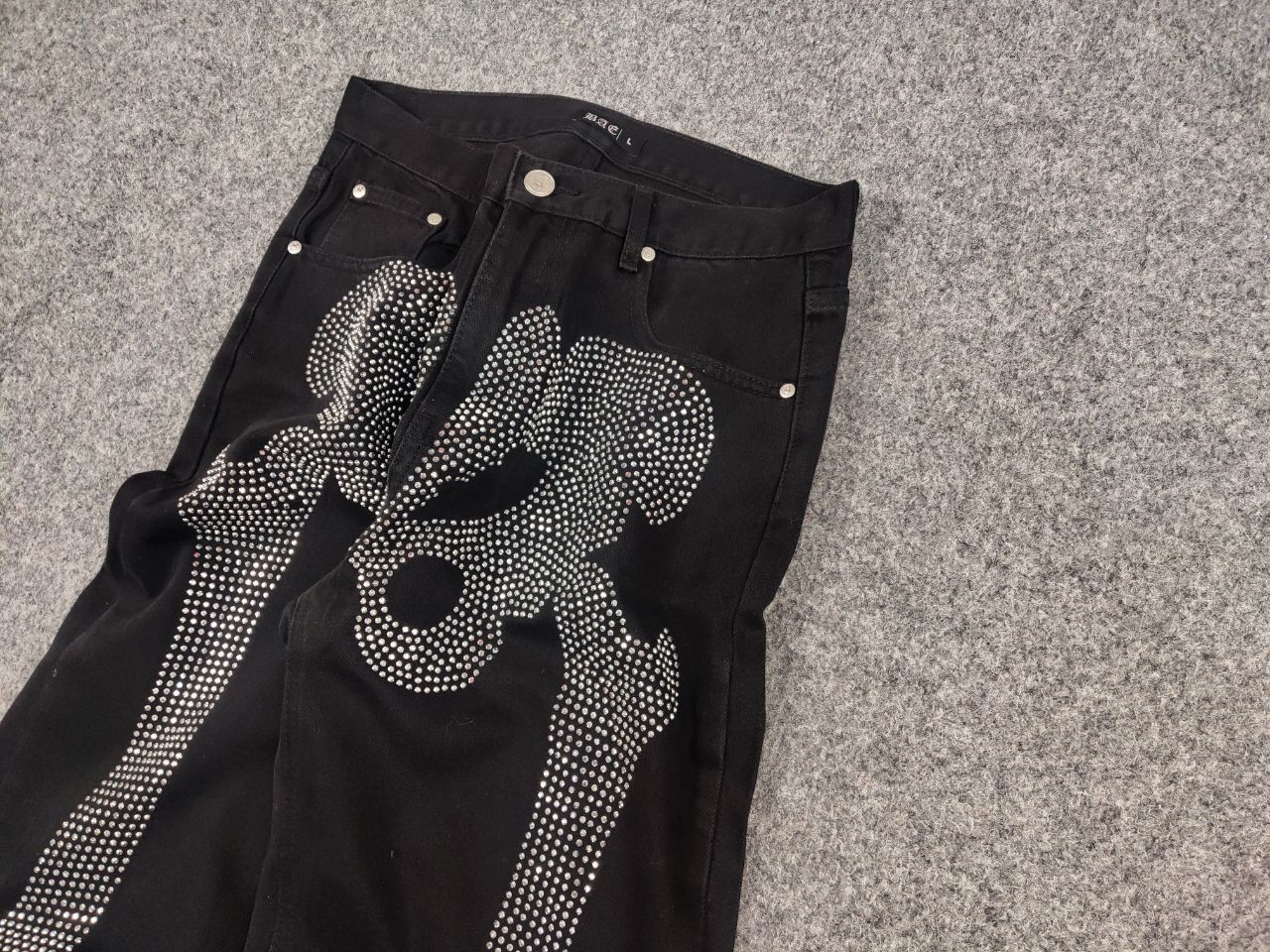 Japanese Brand Vintage Japanese Skeleton diamond Logo Black Denim Jeans Size US 30 / EU 46 - 4 Thumbnail