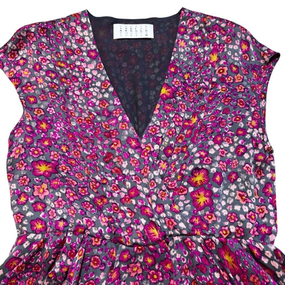 Other Jodi Arnold 100% Silk Floral Mini Dress Size 10 Size L / US 10 / IT 46 - 9 Thumbnail