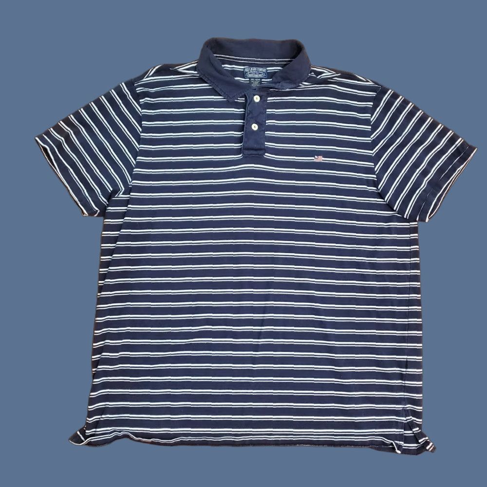 Ralph Lauren VTG Polo Jeans Company Polo Shirt Short Sleeve Navy Blue Men’s 2XL Striped Polo Shirt Polo Navy Blue 90s Mens Size US XXL / EU 58 / 5 - 1 Thumbnail