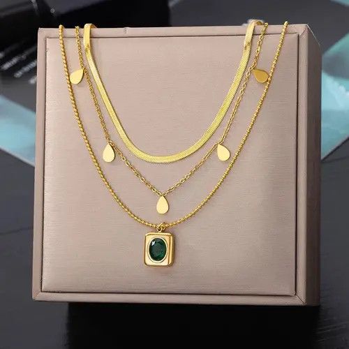 Jewelry Steel Geometry Multilayer Chain Choker Necklace🔥🔥🔥 Size ONE SIZE - 3 Thumbnail