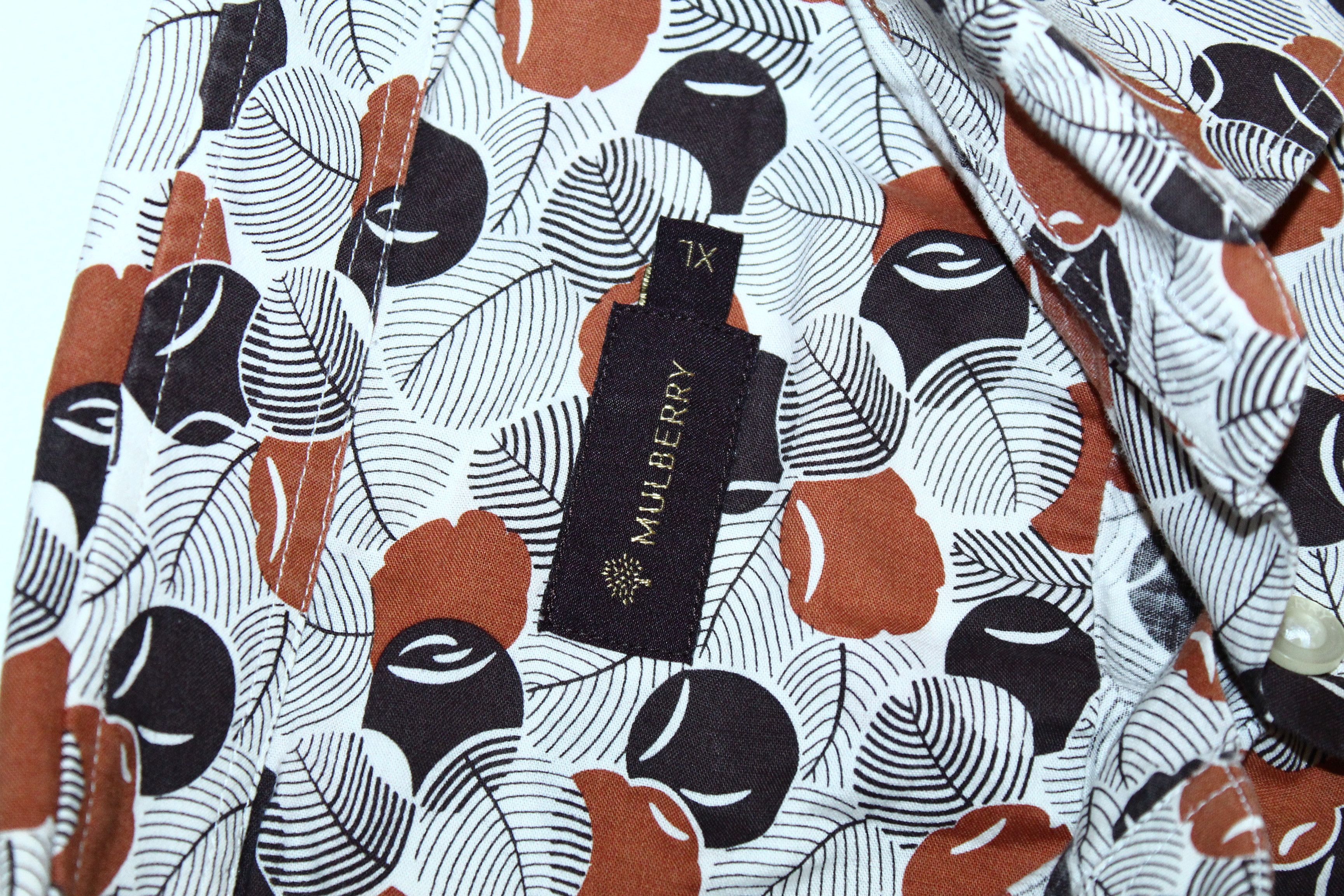 Mulberry Mulberry(x2 shirt) Poplin Cotton Abstract Print Casual Shirt Size US XL / EU 56 / 4 - 14 Thumbnail