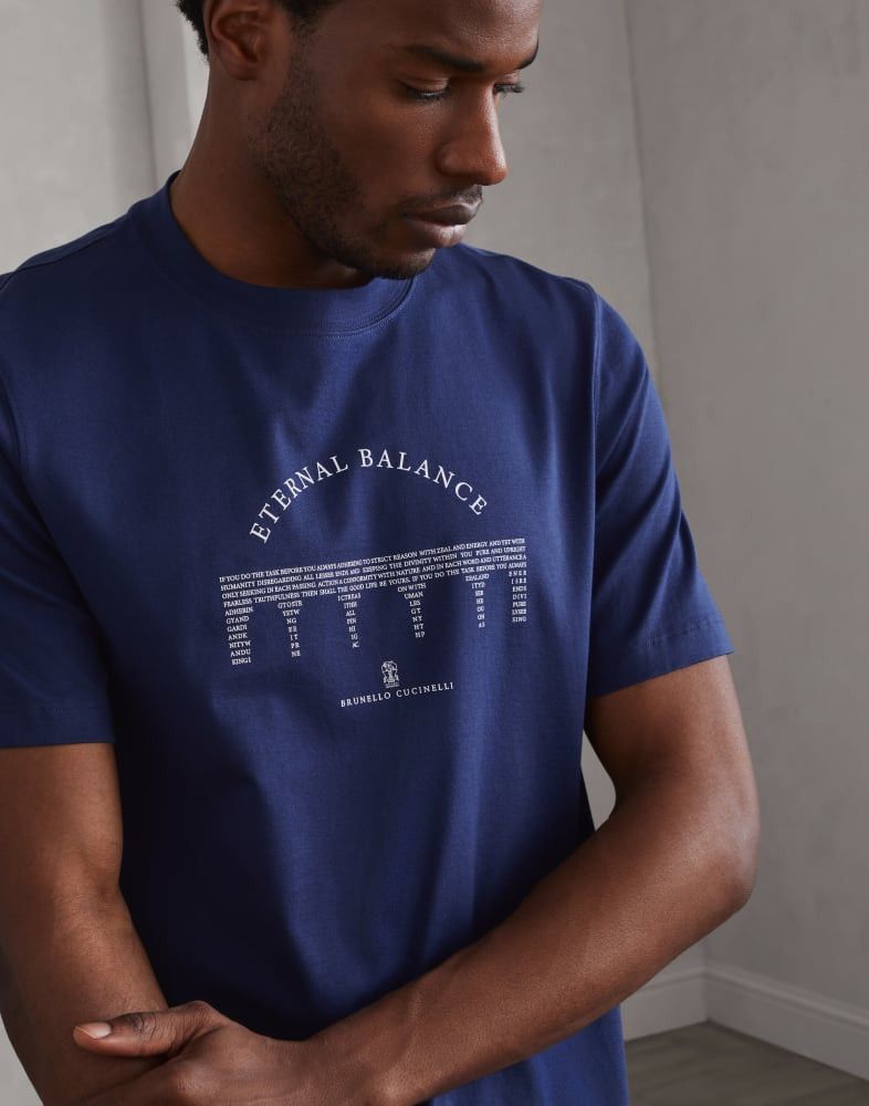 Brunello Cucinelli o1w1db10825 T-Shirt in Blue Size US L / EU 52-54 / 3 - 2 Thumbnail