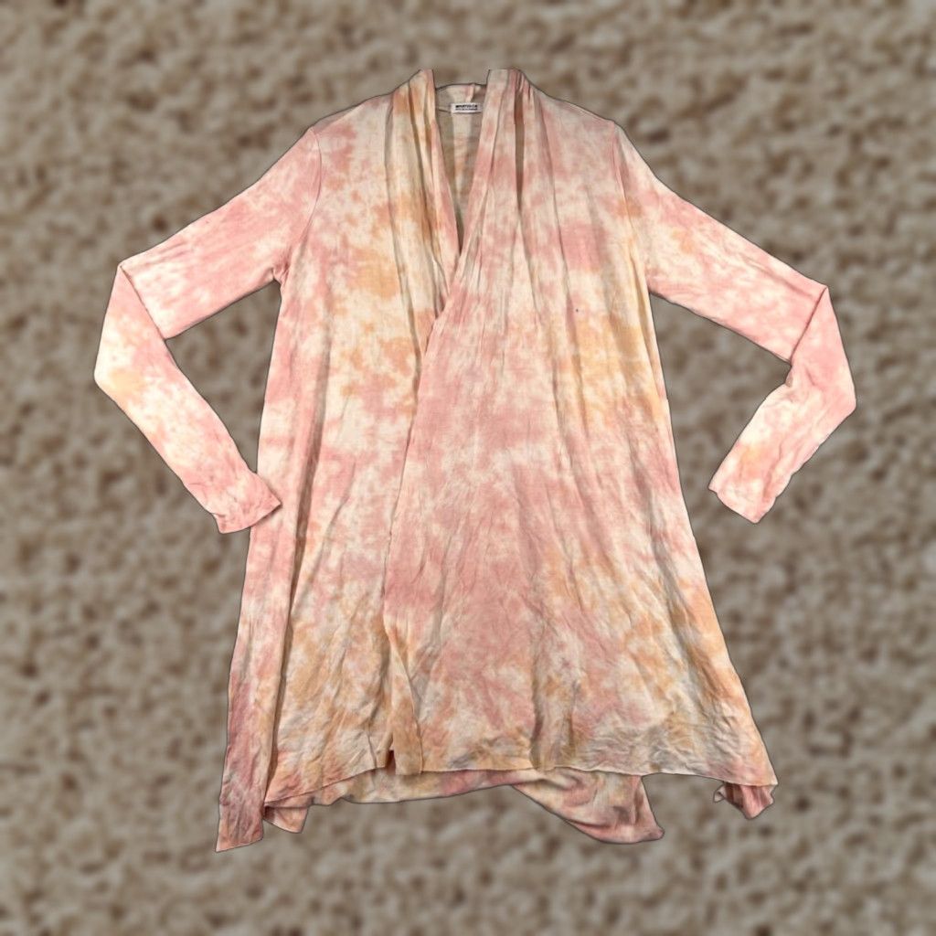 Vintage LA Made Sweater Cardigan Womens Small Orange Long Sleeve V-Neck Lightweight Ruffle Jersey Modal Size S / US 4 / IT 40 - 1 Thumbnail