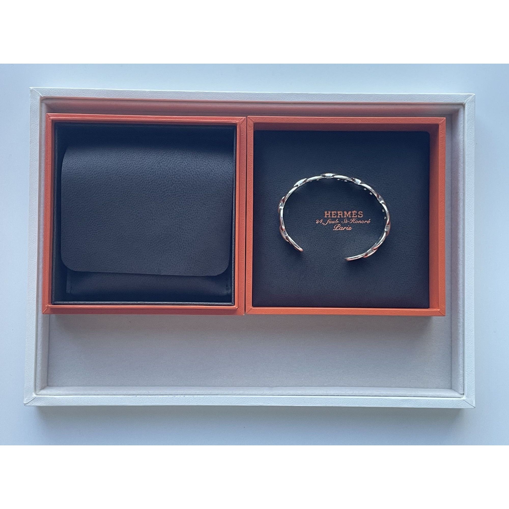 Hermes Hermes Ag925 Sterling Silver Kelly Chain Cuff Bracelet Made Size ONE SIZE - 2 Thumbnail