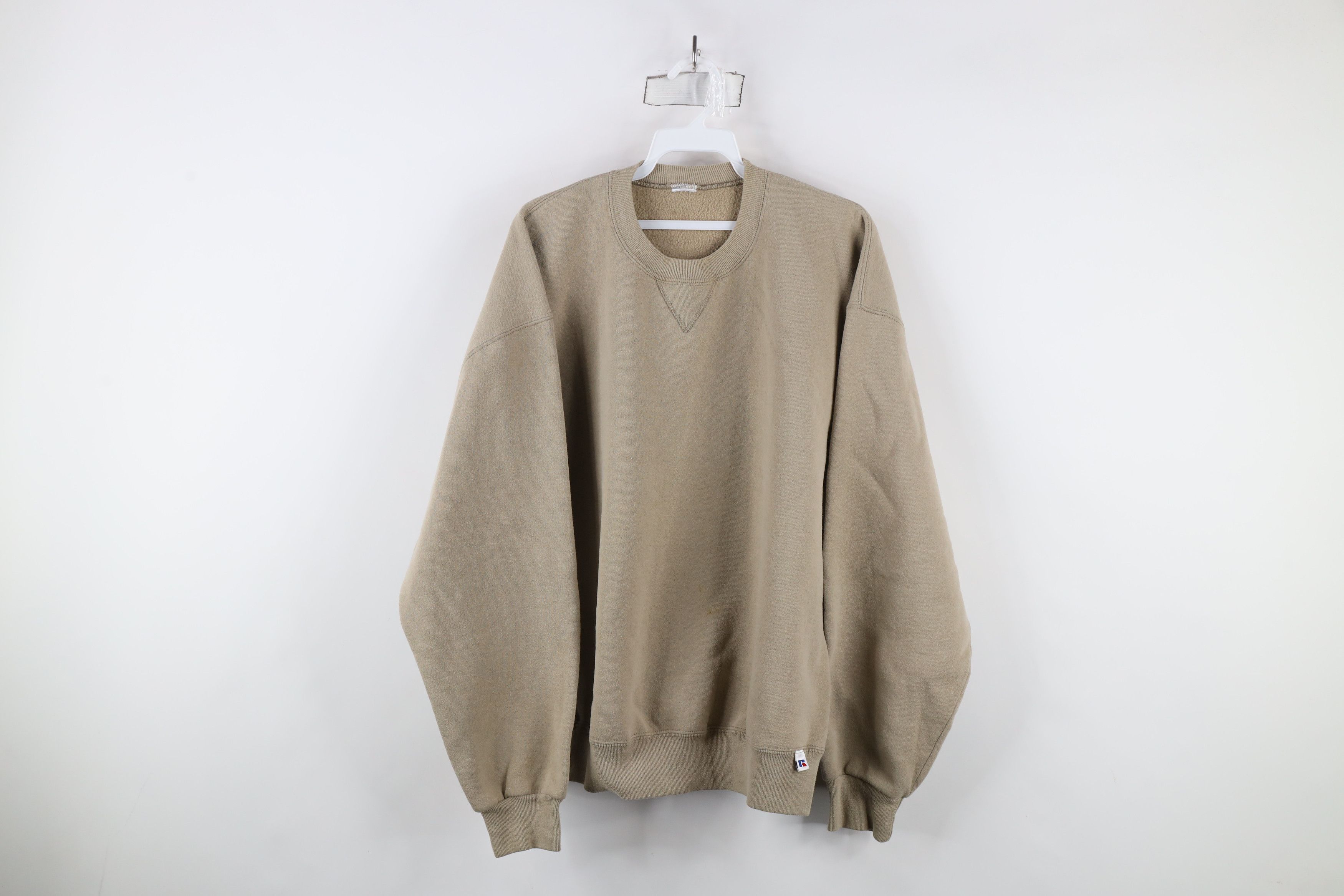 Russell Athletic × Vintage Vintage 90s Russell Athletic Blank Crewneck Sweatshirt Beige Size US XL / EU 56 / 4 - 1 Thumbnail