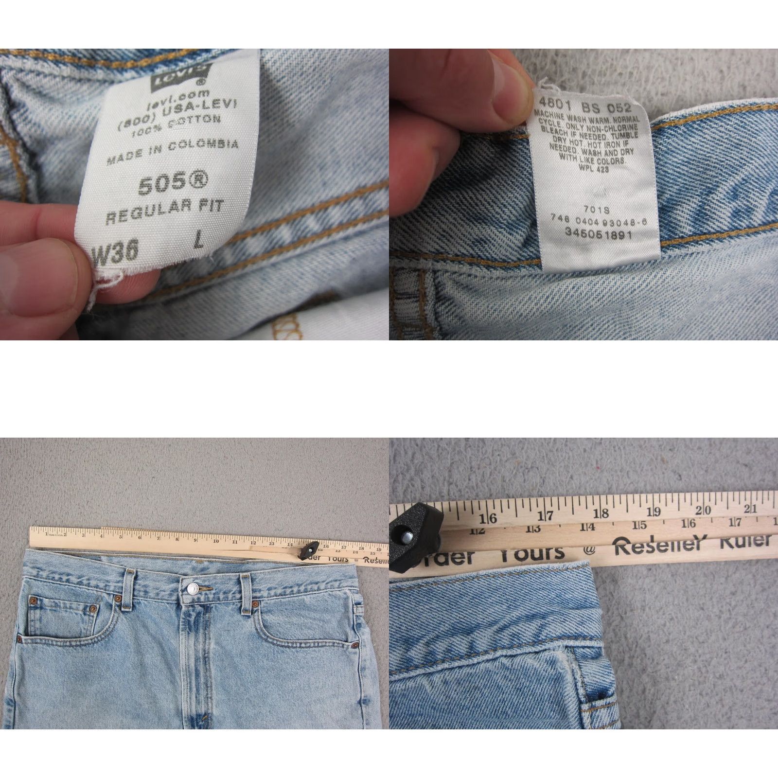 Levi's VINTAGE Levi's 505 Shorts Bermuda Denim Blue 90s Jeans Jorts Mens 36 Blue Denim Casual Workwear Pockets 5-Pocket Design Modern Regular Mens Size US 36 / EU 52 - 9 Thumbnail