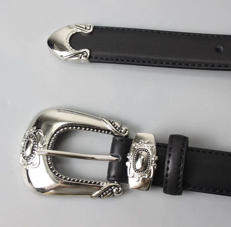 Japanese Brand × Vintage Outdoor retro fashion carved buckle leather belt Size ONE SIZE - 5 Thumbnail