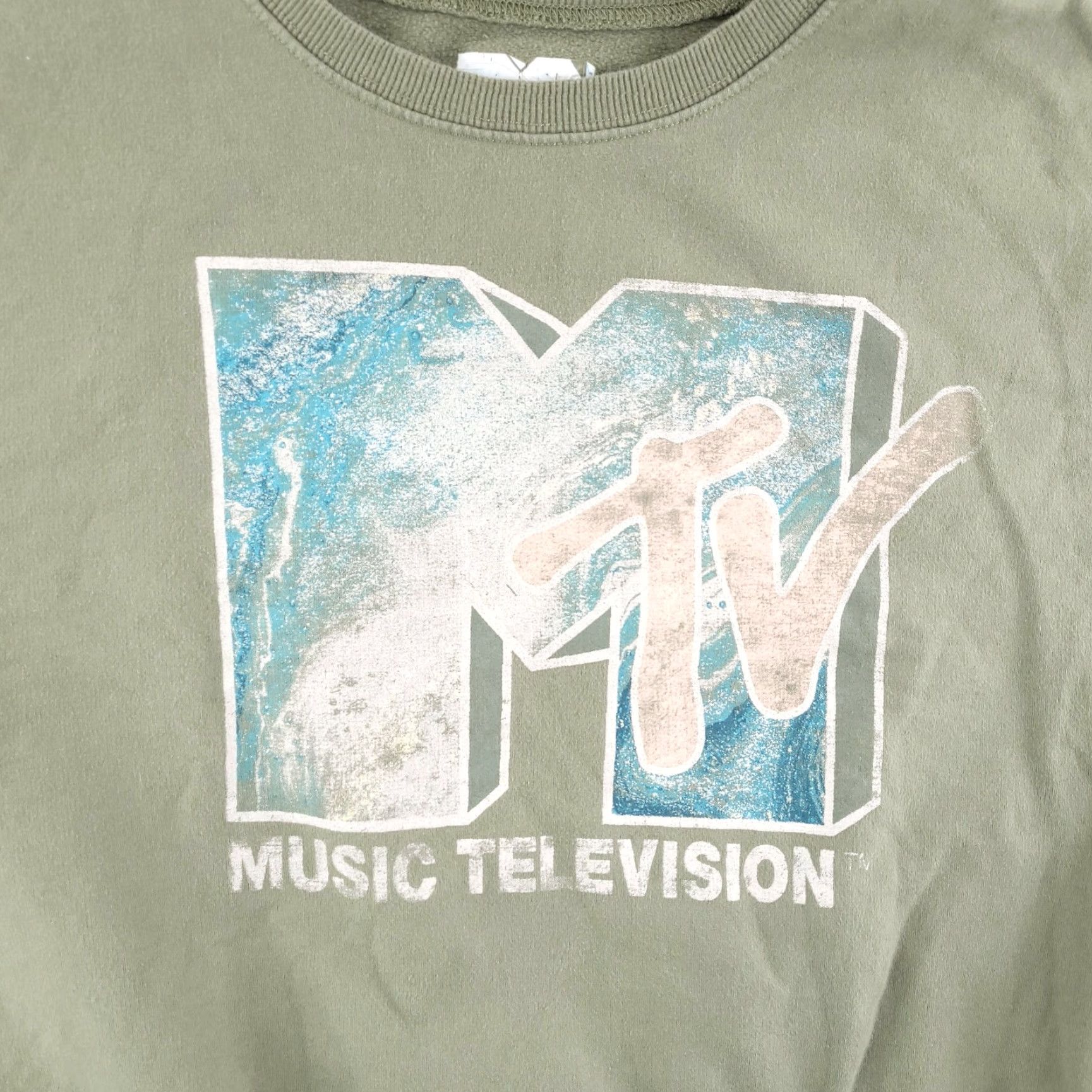 Olive MTV Sweatshirt Viacom Crew Neck Olive Green Pullover Cropped Crop Women’s Small Crewneck Pullover Sweatshirt Green 90s Mens Womens Boys Girls Size S / US 4 / IT 40 - 2 Thumbnail