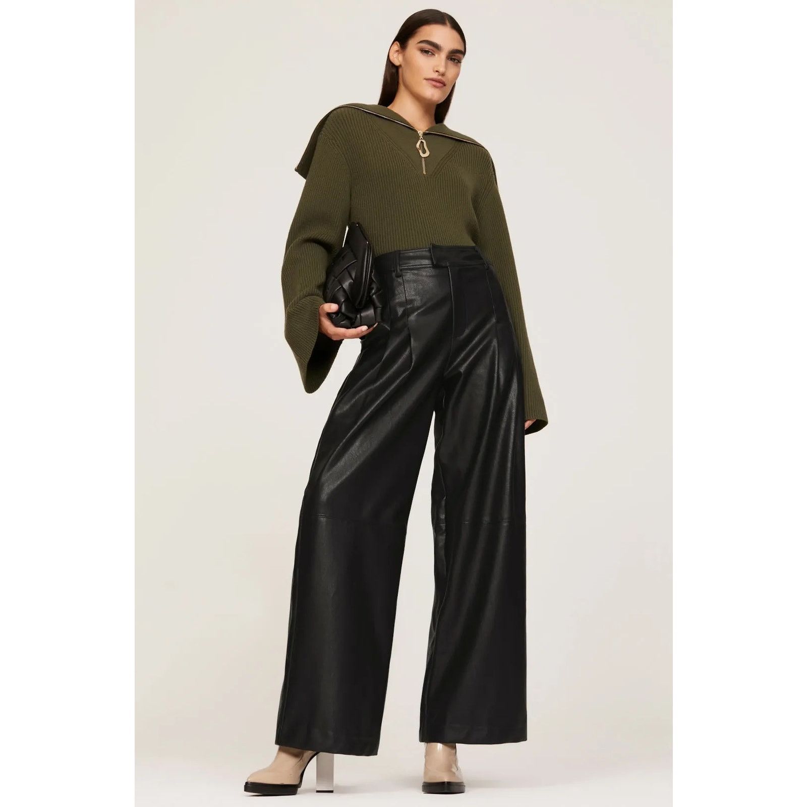 Other RTR Line and Dot Sz L Black Faux Leather Wide Leg High Pants Size 34" / US 12 / IT 48 - 1 Thumbnail