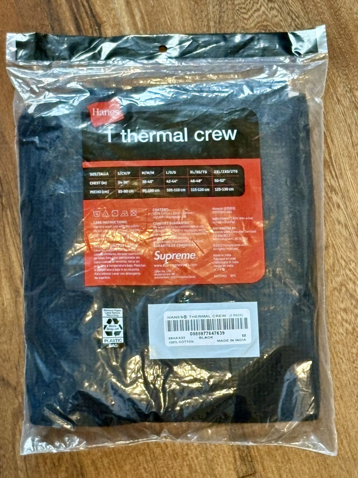 Hanes × Supreme Supreme Hanes Thermal Crewneck Black Brand New Size Medium Size US M / EU 48-50 / 2 - 2 Thumbnail