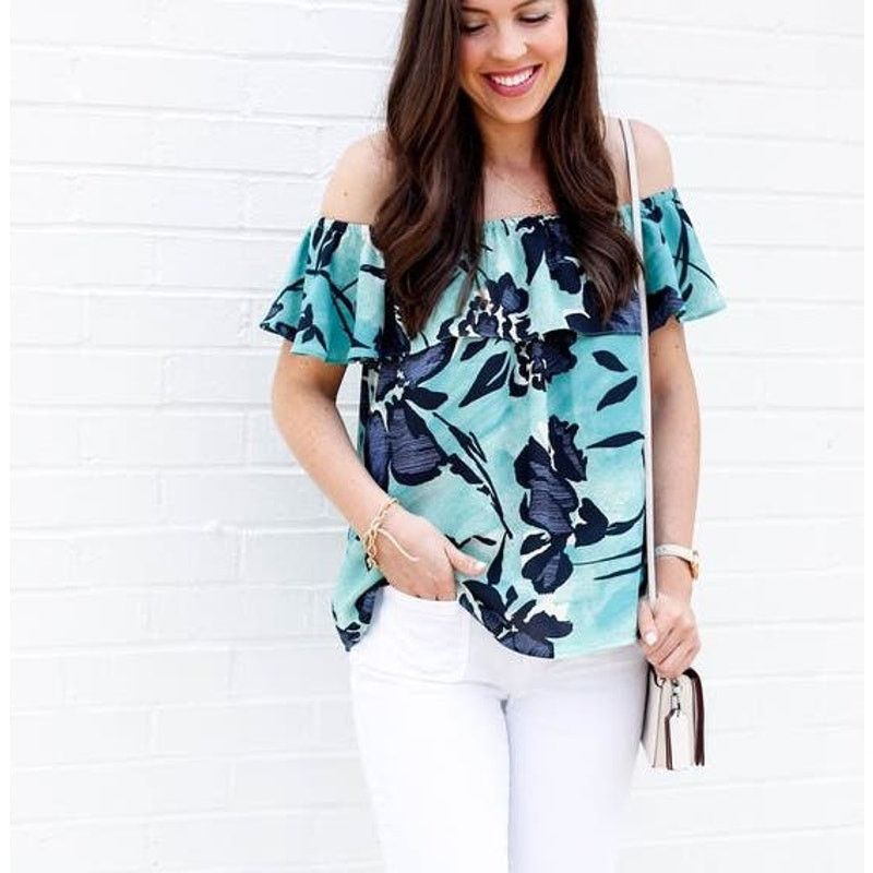 Anthropologie MAEVE Anthropologie Off the Shoulders Floral Blouse Top M Size M / US 6-8 / IT 42-44 - 1 Thumbnail