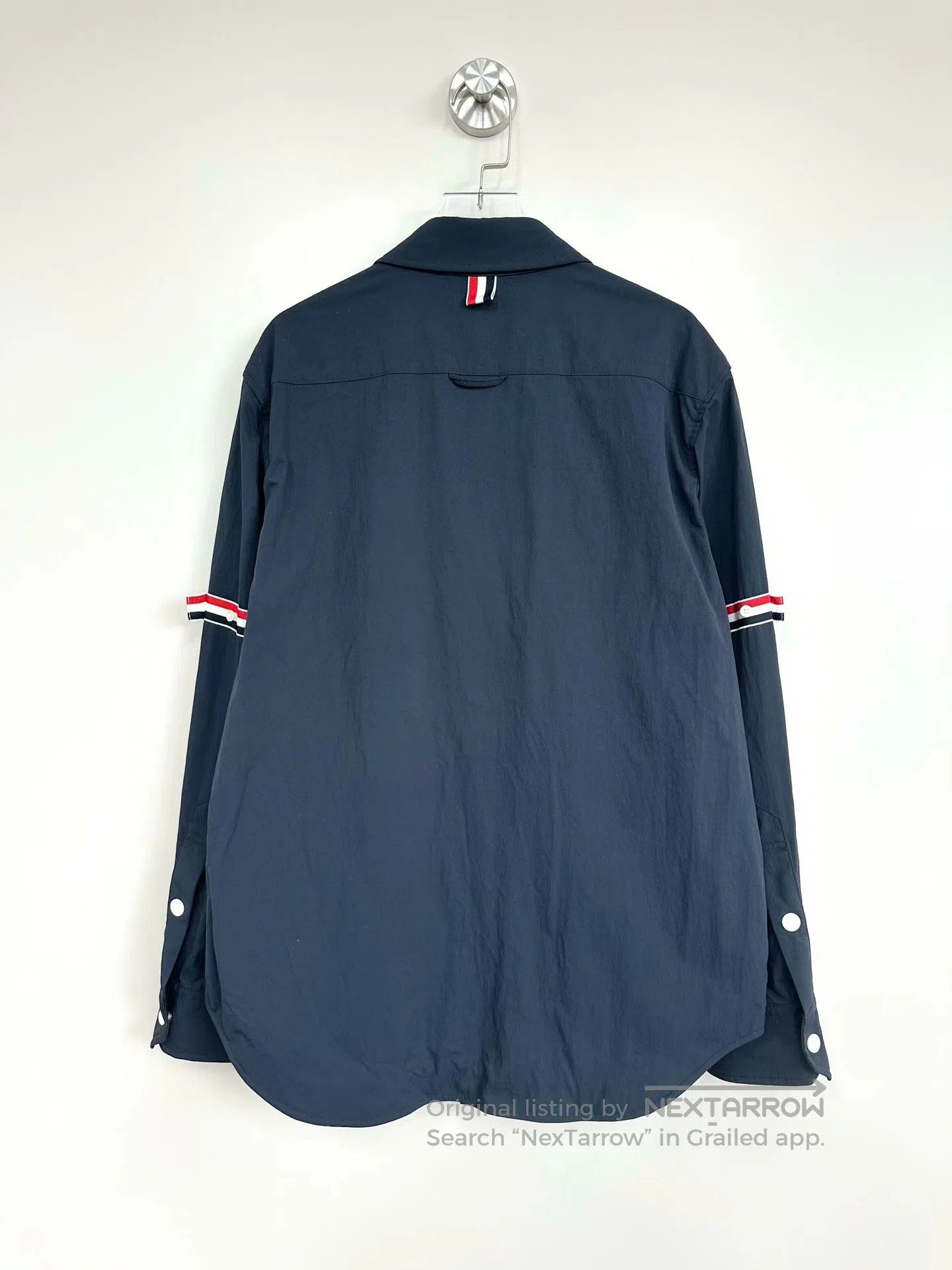 Thom Browne Thom Browne Navy Blue Striped Long Sleeve Logo Jacket| Size US XS / EU 42 / 0 - 2 Thumbnail