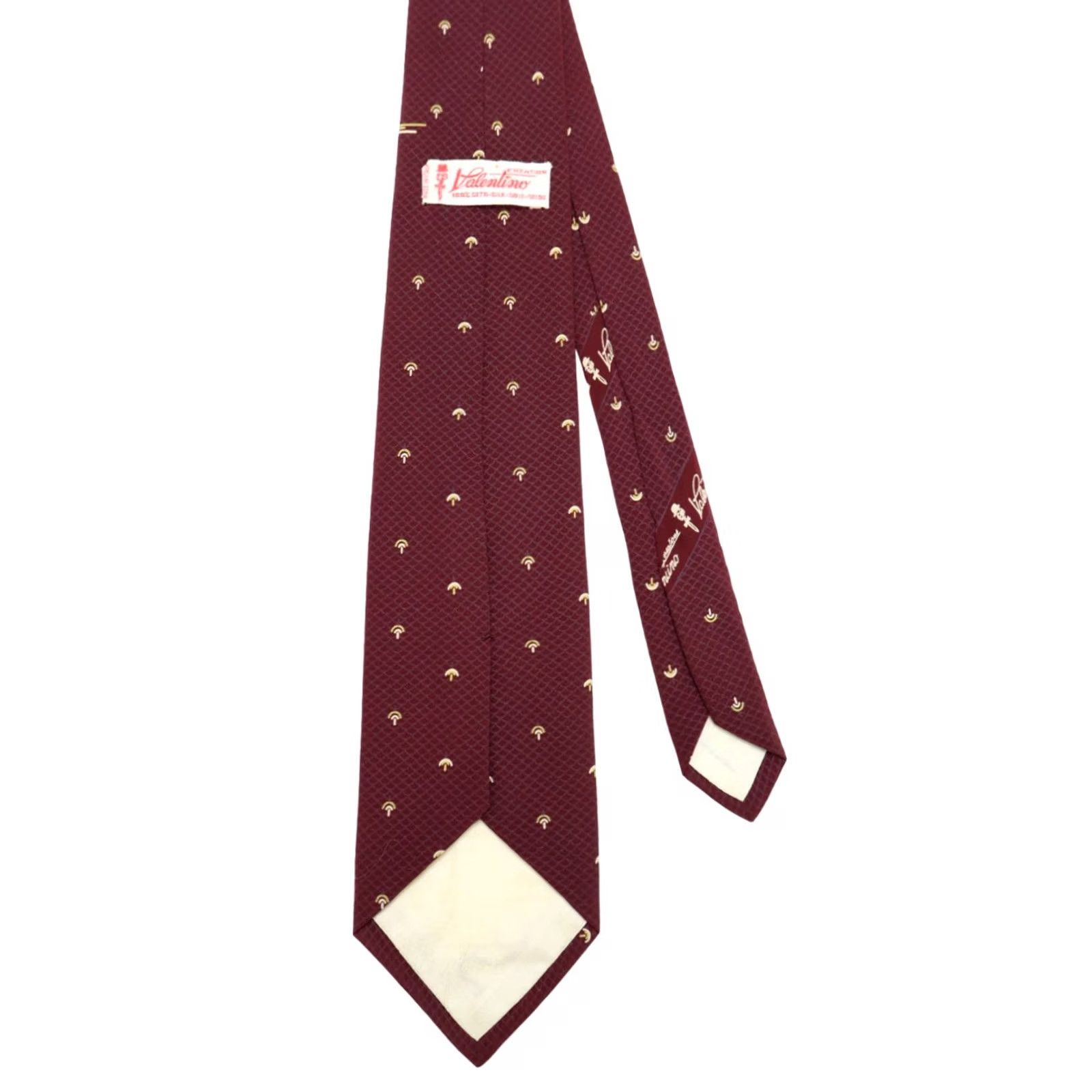 Valentino VALENTINO Tie Men's 139 x 8 CM Tied Burgundy Vintage Patterned Silk Made In Italy Formal Business Burgundy Mens Tie Size ONE SIZE - 7 Thumbnail