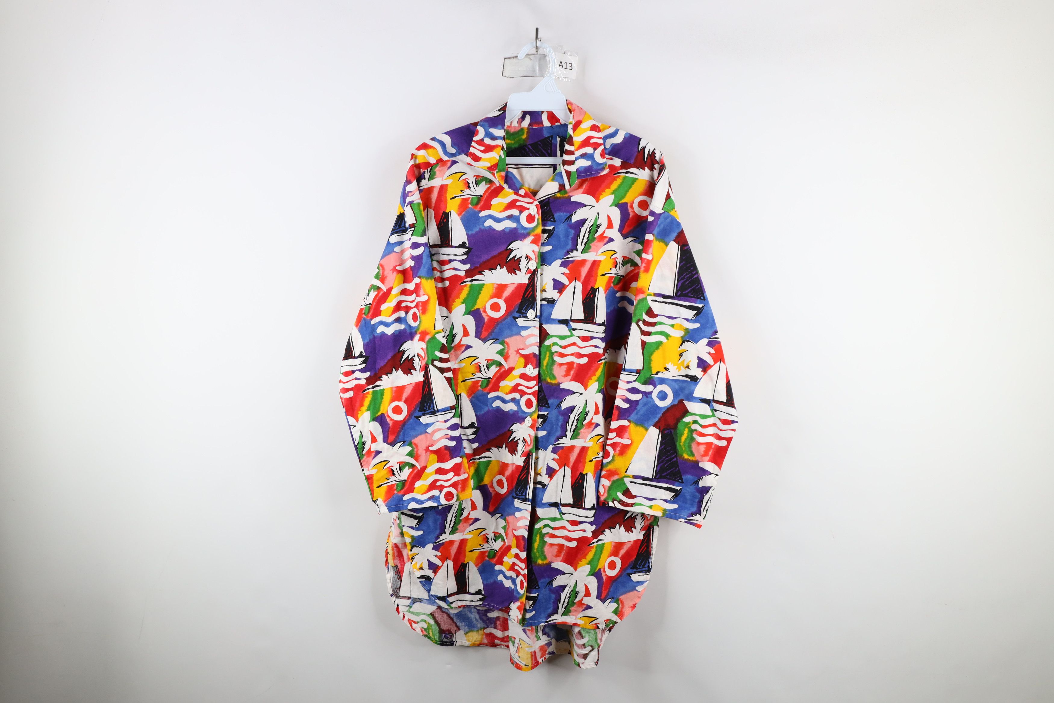 Vintage Vintage 90s Streetwear Rainbow Beach Tunic Button Shirt Size L / US 10 / IT 46 - 1 Thumbnail