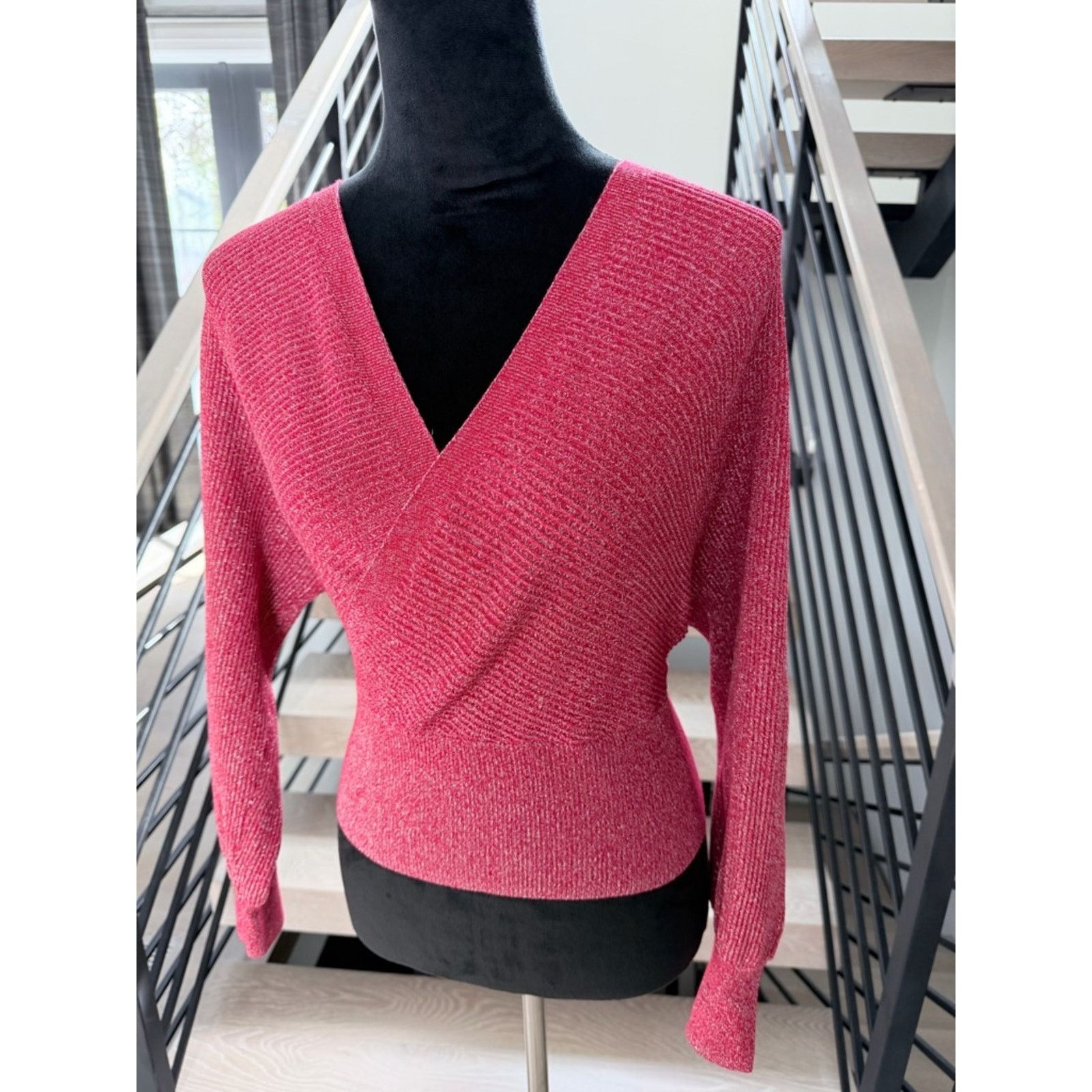 Other Women's red with silver threads shimmery Wrap Sweater size S Size S / US 4 / IT 40 - 3 Thumbnail