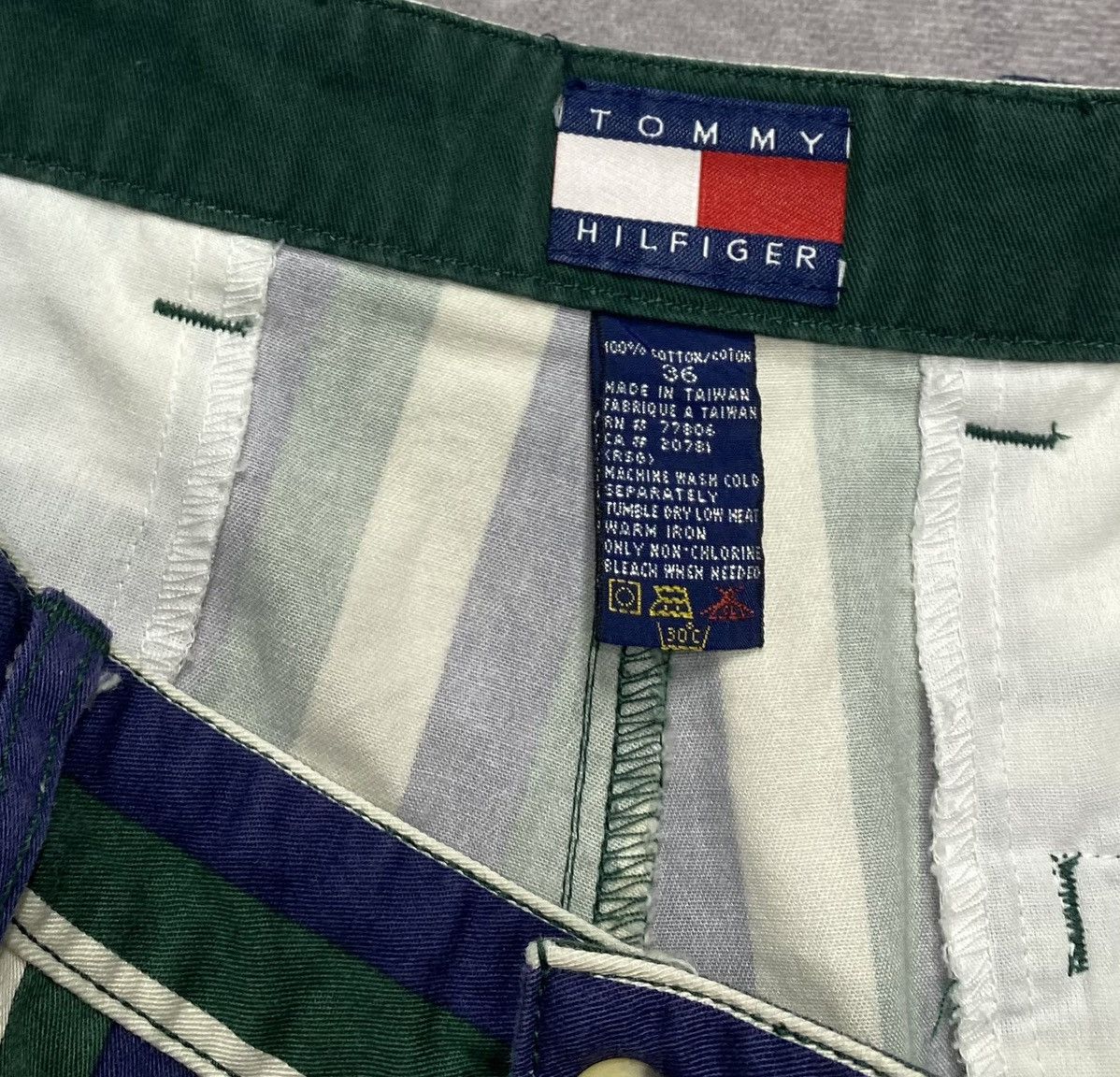Tommy Hilfiger 90’s Vintage Tommy Hilfiger Striped Cotton Shorts Size US 36 / EU 52 - 3 Thumbnail
