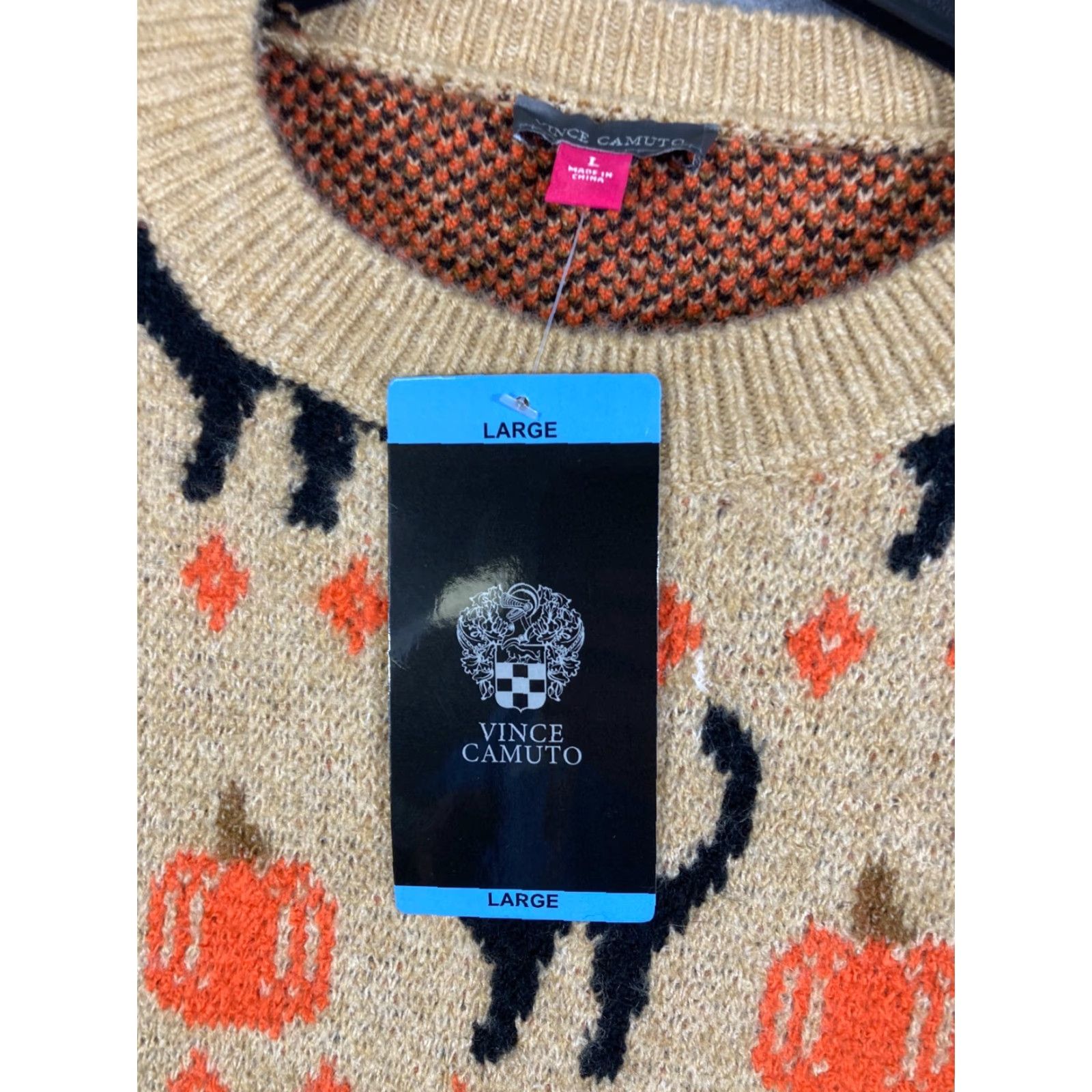 Vince Camuto Vince Camuto Pullover Halloween Sweater Womens Large Tan Knit Crew Neck NWT Size L / US 10 / IT 46 - 5 Thumbnail