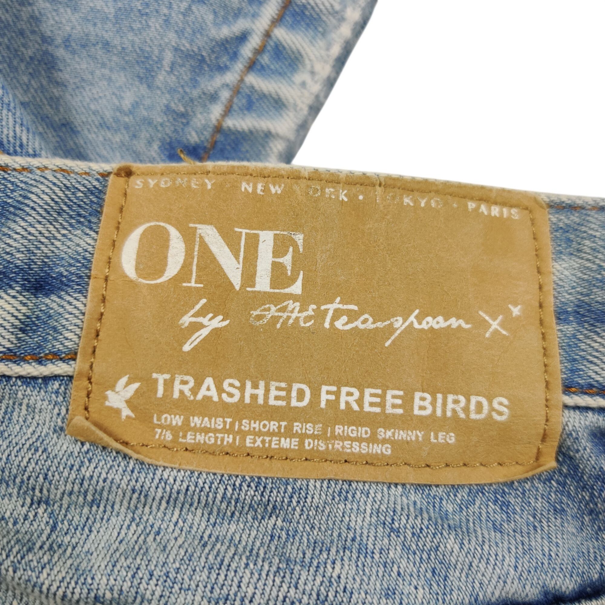 One Teaspoon One teaspoon Trashed Free Birds Jeans 24 Denim Low Rise Skin Size 42" / US 20 - 5 Thumbnail