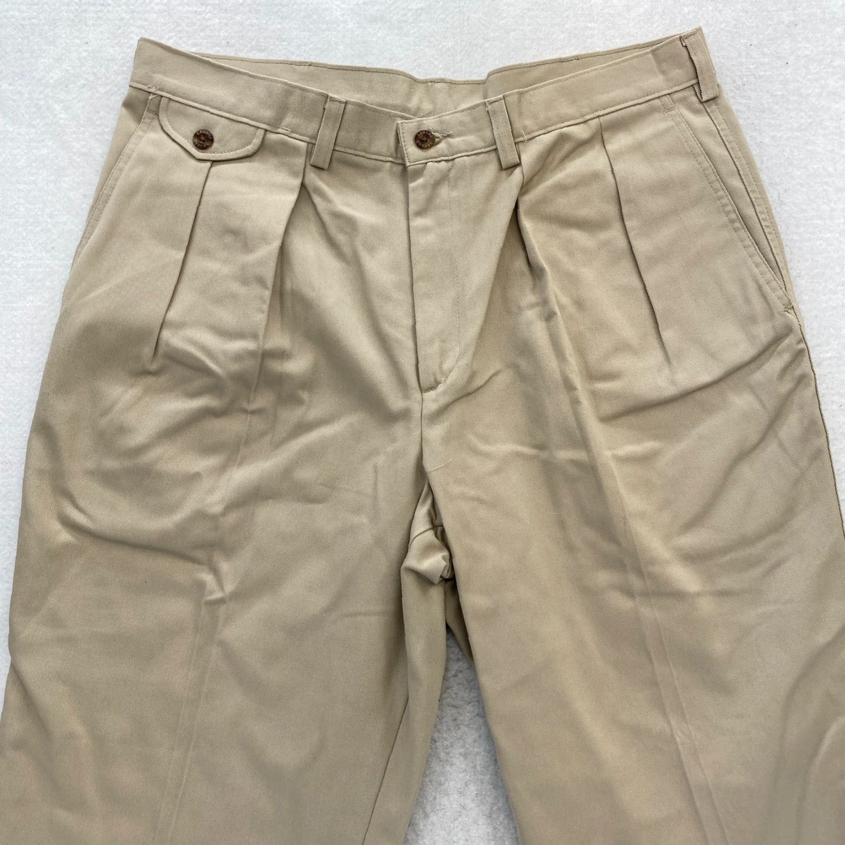 Savane Savane Khaki Pants Mens 36x29 Beige Pleated Classic Tapered Leg Wrinkle Resist Pants Size US 36 / EU 52 - 2 Thumbnail