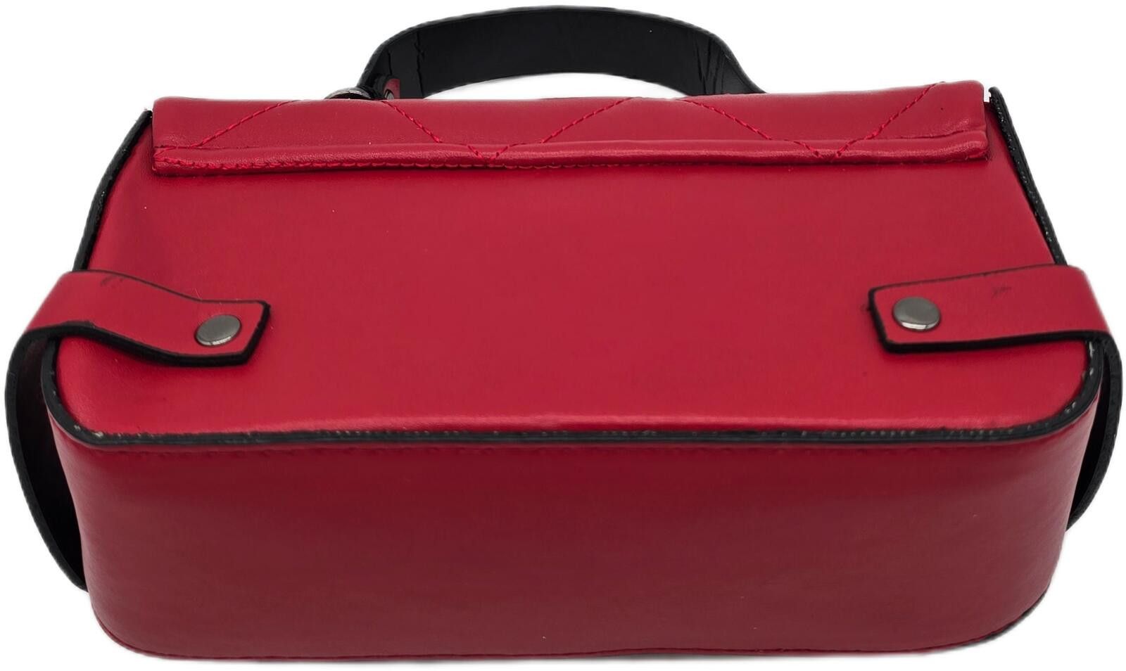 Unknown London Red Quilted Faux Leather Handbag with Silver Buckle Size ONE SIZE - 7 Thumbnail