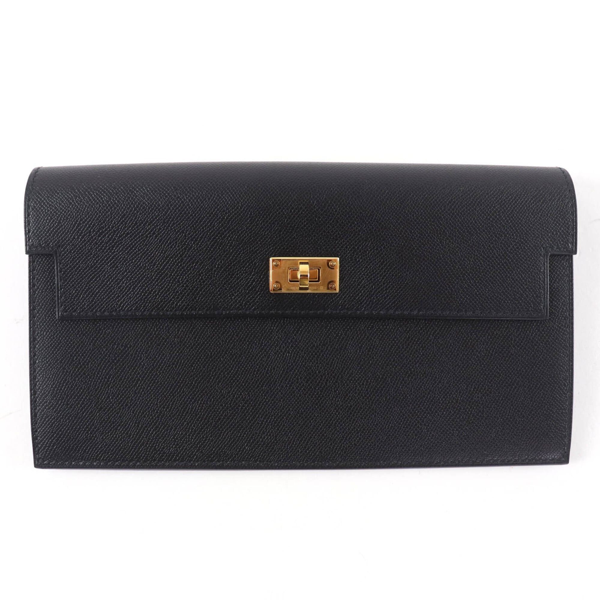 Hermes HERMES Kelly Pocket Long Wallet, Veau Epsom Leather, Gold Hardware, Black, W Stamp, Made in France, Women's, with Box and Dust Bag. Size ONE SIZE - 1 Thumbnail