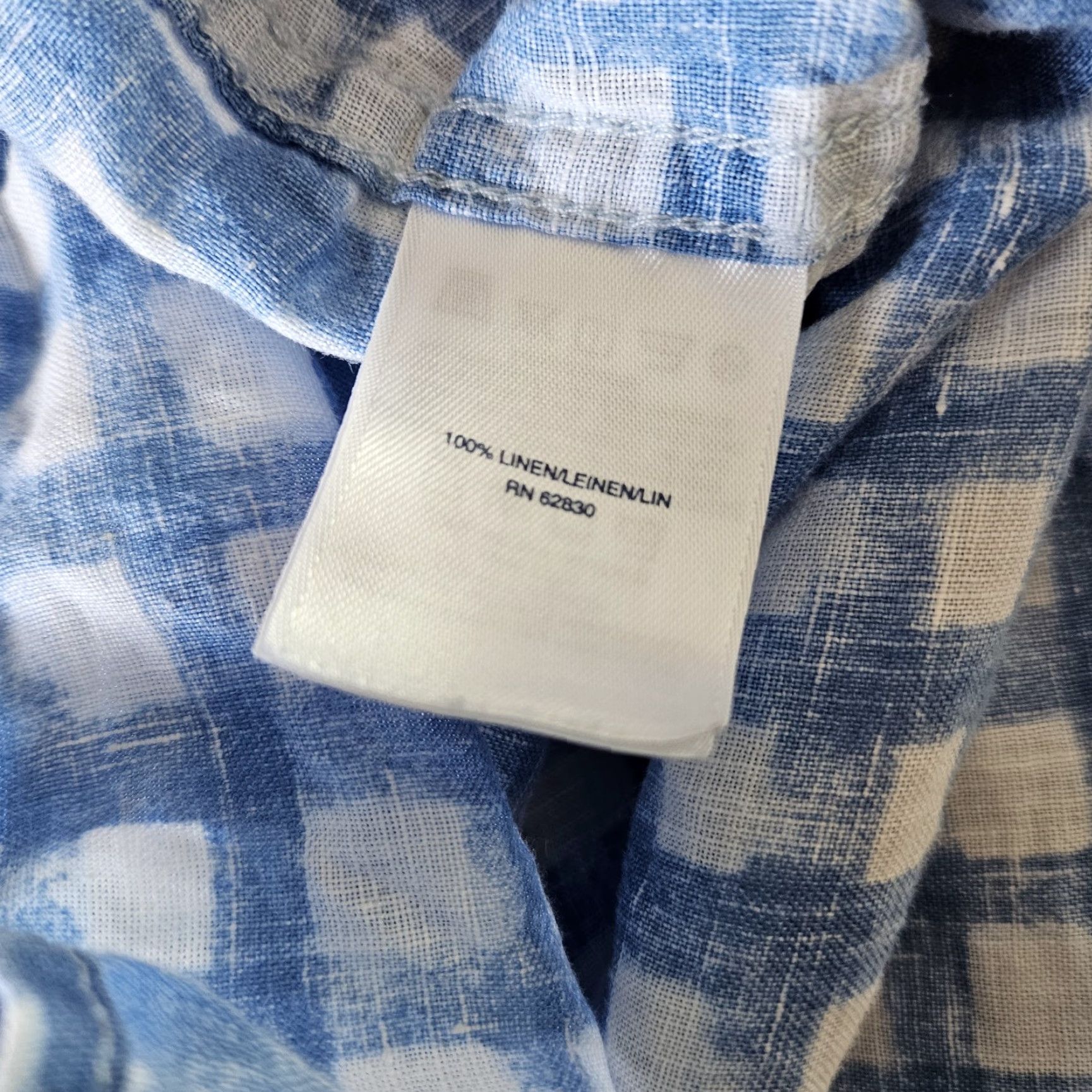 Lands' End VINTAGE Lands' End Mens Linen Button-Front Shirt Sz Large Blue White Short Sleeve Size US L / EU 52-54 / 3 - 4 Thumbnail