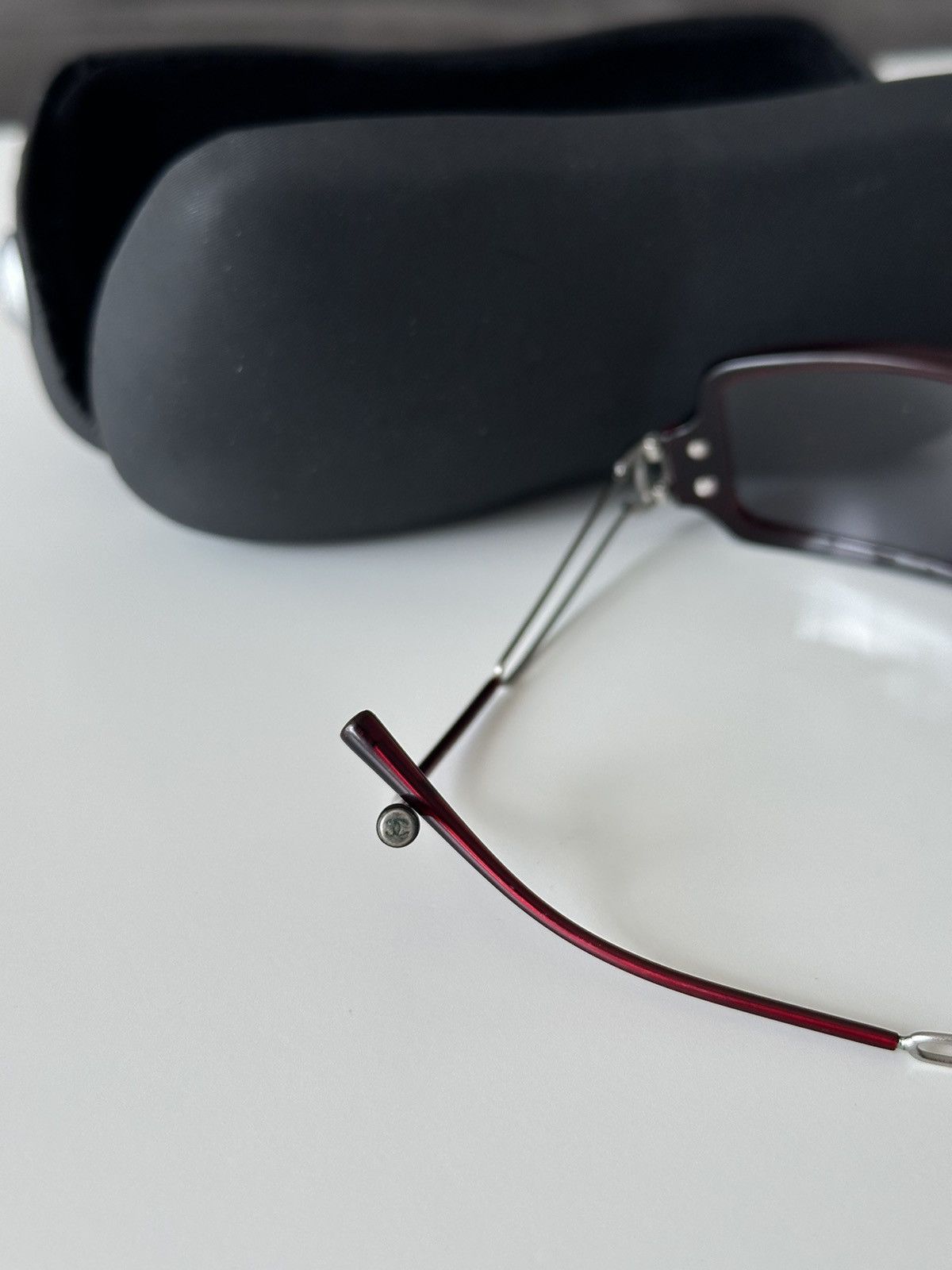 Vintage CHANEL Burgundy Rectangular Blue Leans Sunglasses 5038 Y2K Size ONE SIZE - 14 Thumbnail