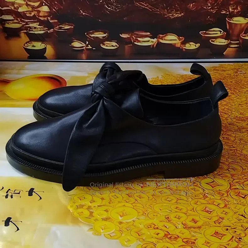 Jil Sander Jil Sander Black Bow Leather Shoes Size US 7.5 / IT 37.5 - 2 Thumbnail