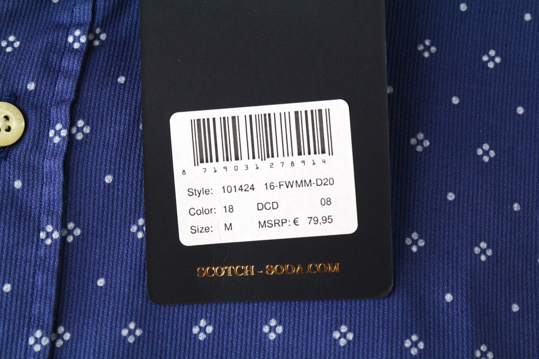 Scotch & Soda AMS COUTURE M Blue Cotton Patterned Shirt 74699 Size US M / EU 48-50 / 2 - 5 Thumbnail