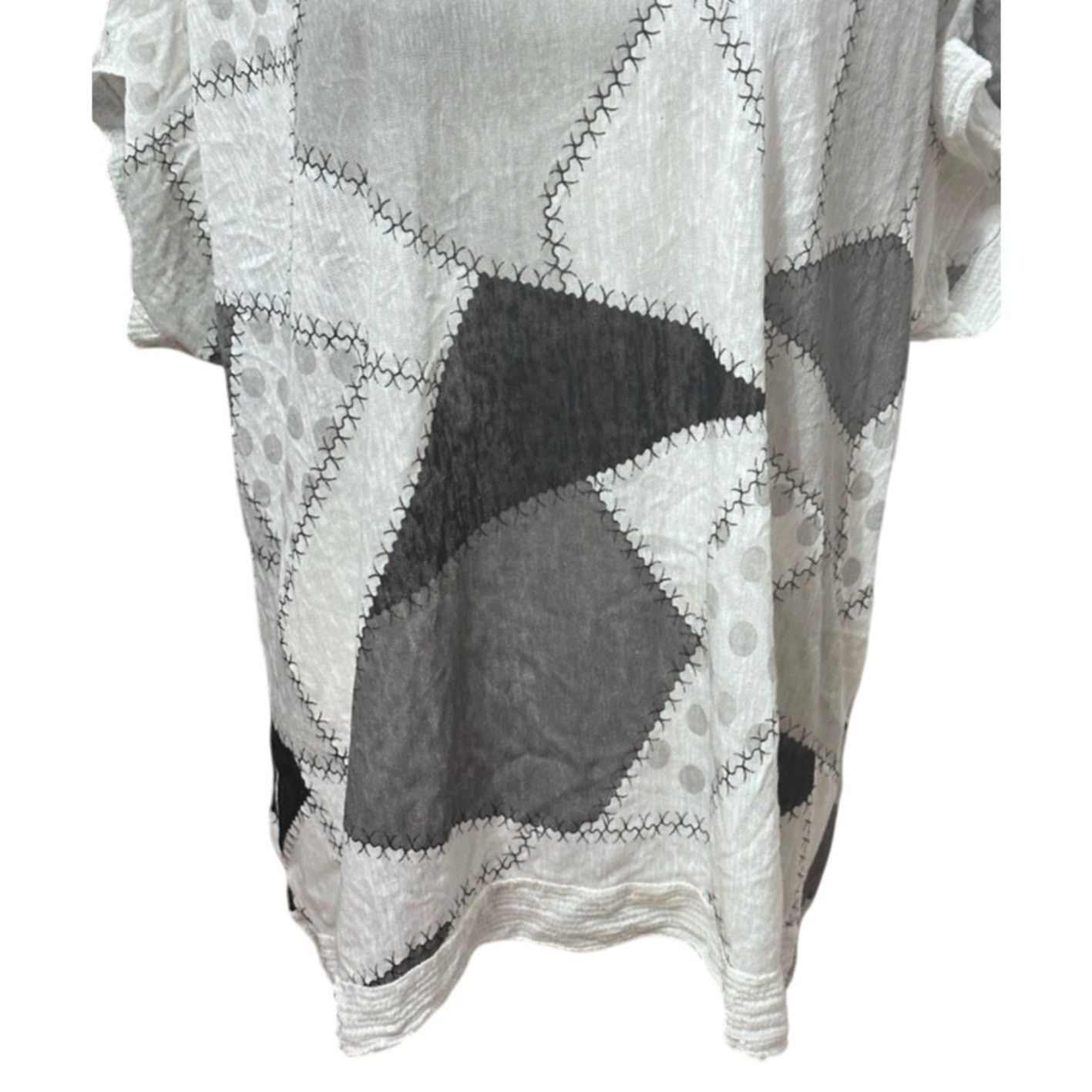 Other D-Style Scoop Neck Patchwork Short Sleeve Gray White L NWT Size L / US 10 / IT 46 - 3 Thumbnail