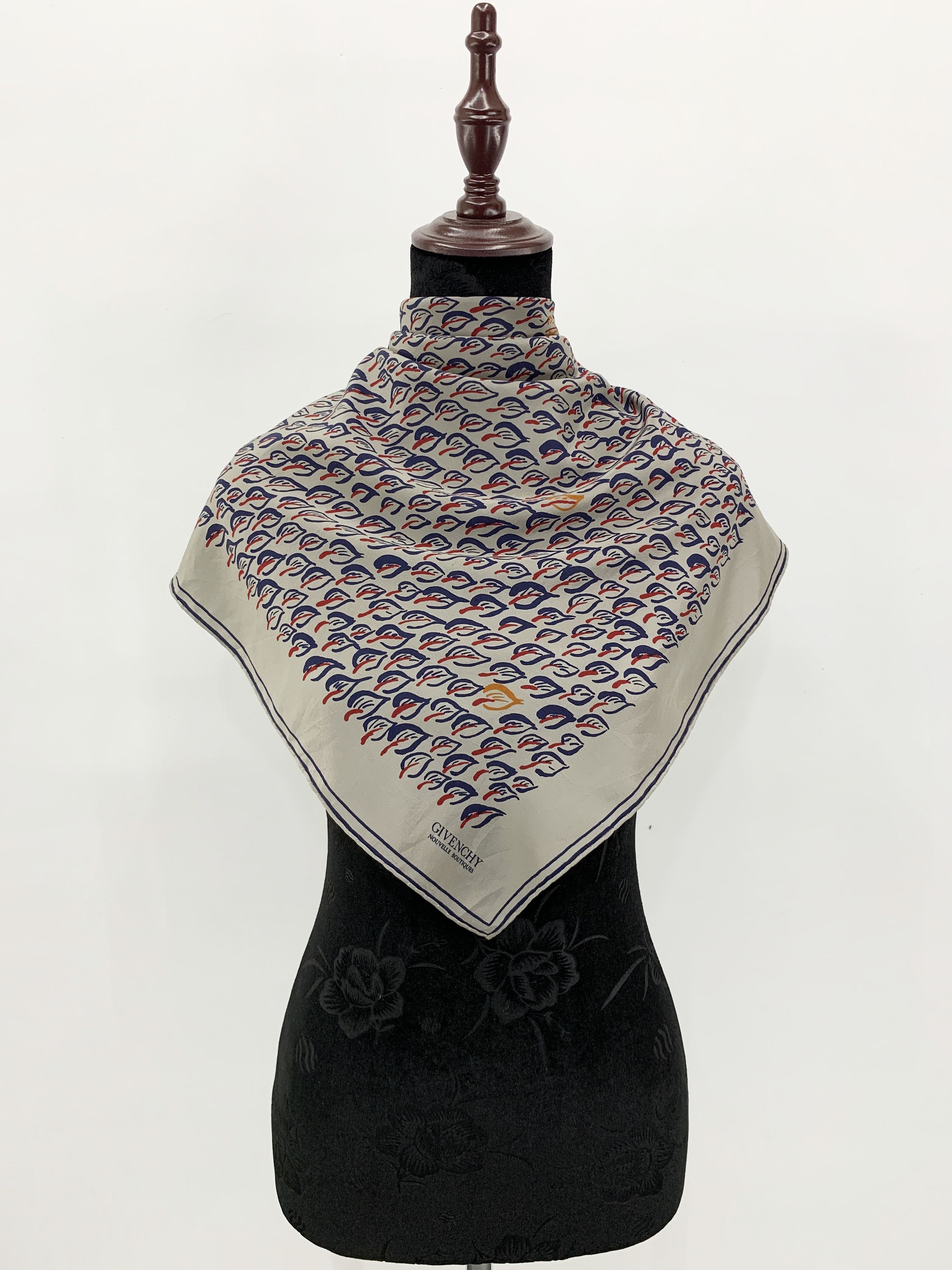 image of Vintage Givenchy Silk Scarf Shawl Scarves - Sca592 in Grey, Women's