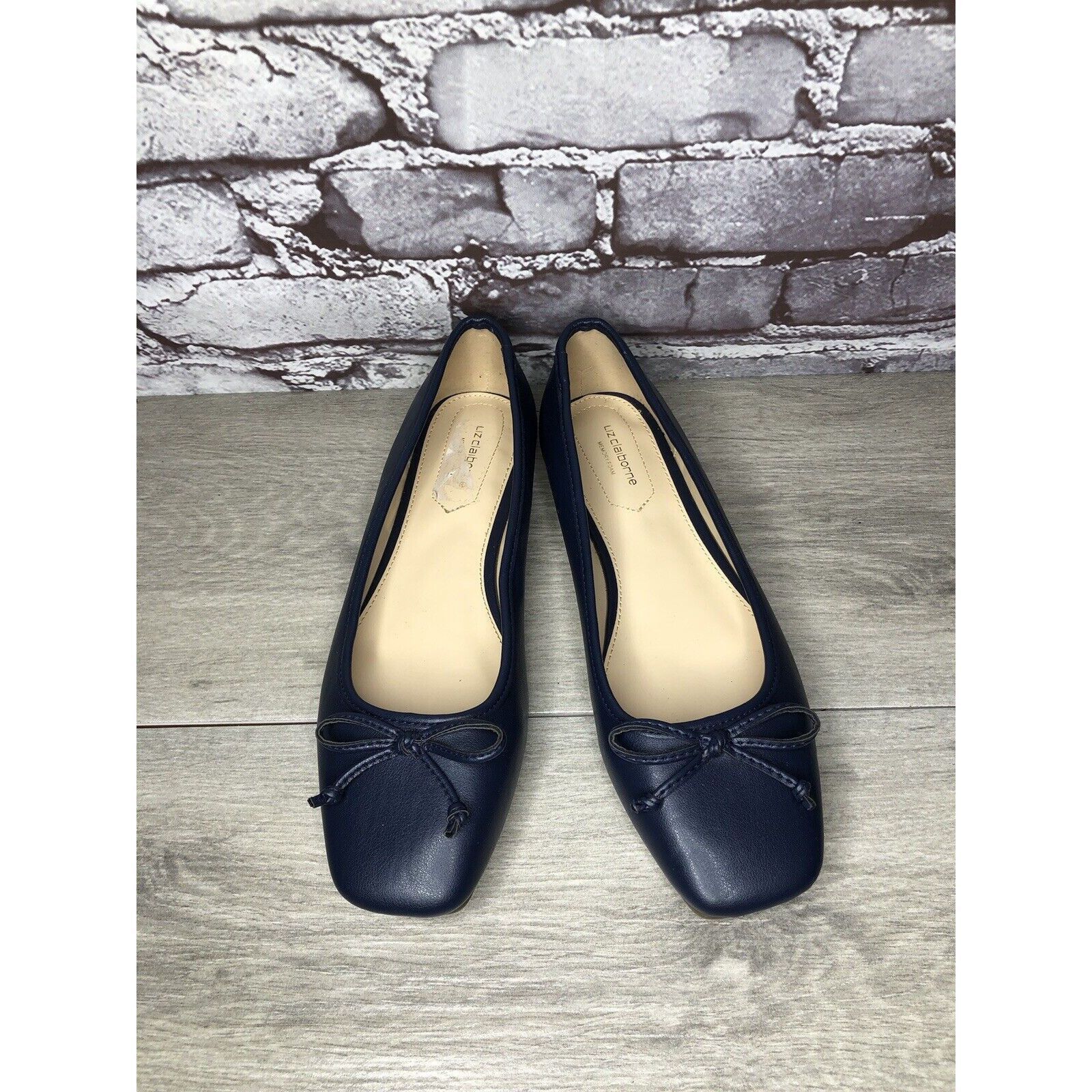 Liz Claiborne Liz Claiborne Memory Foam Navy Blue Leather Ballet Flats Wom Size US 8.5 / IT 38.5 - 2 Thumbnail