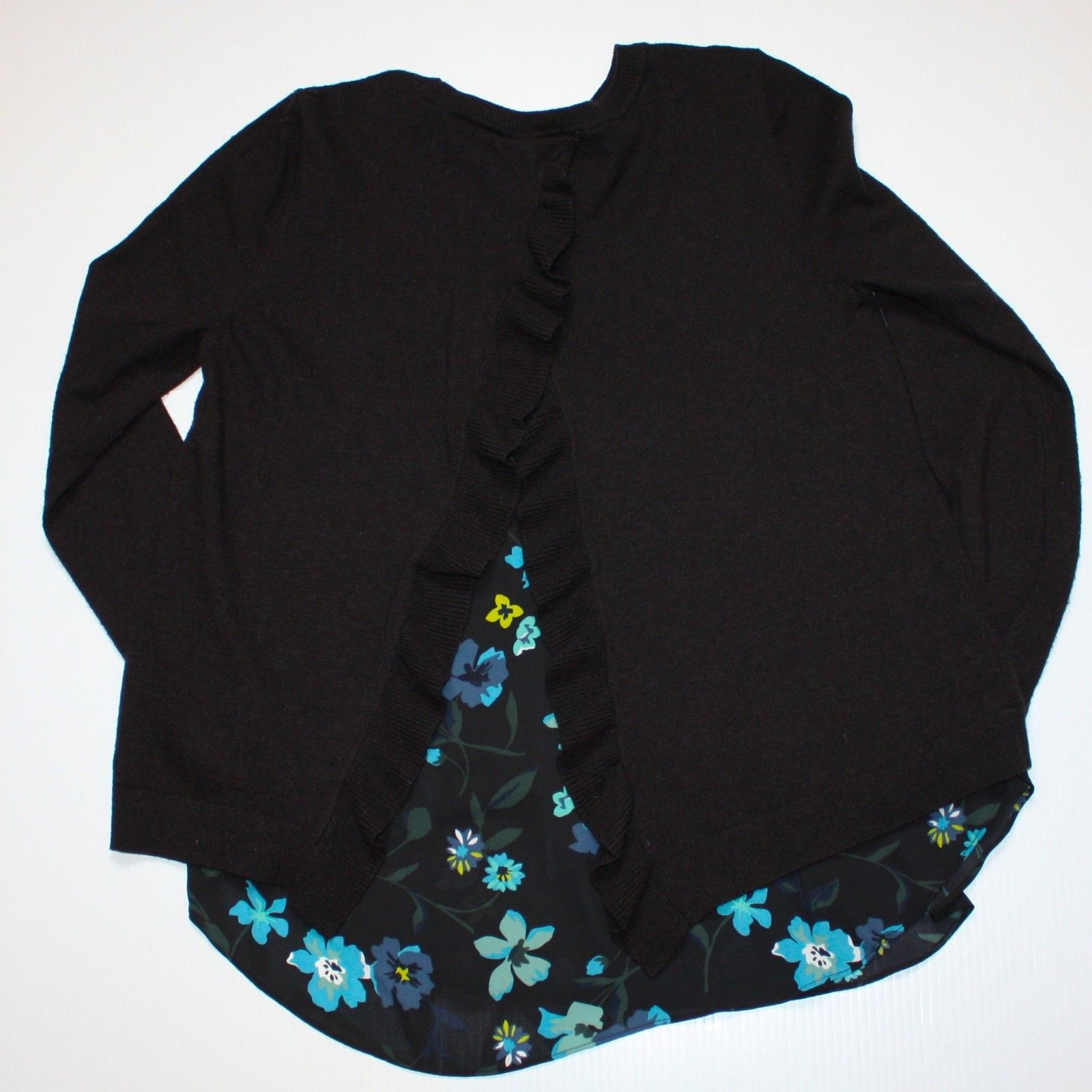 Loft Floral Ruffle Back Mixed Media Sweater Top in size Medium Size M / US 6-8 / IT 42-44 - 7 Thumbnail