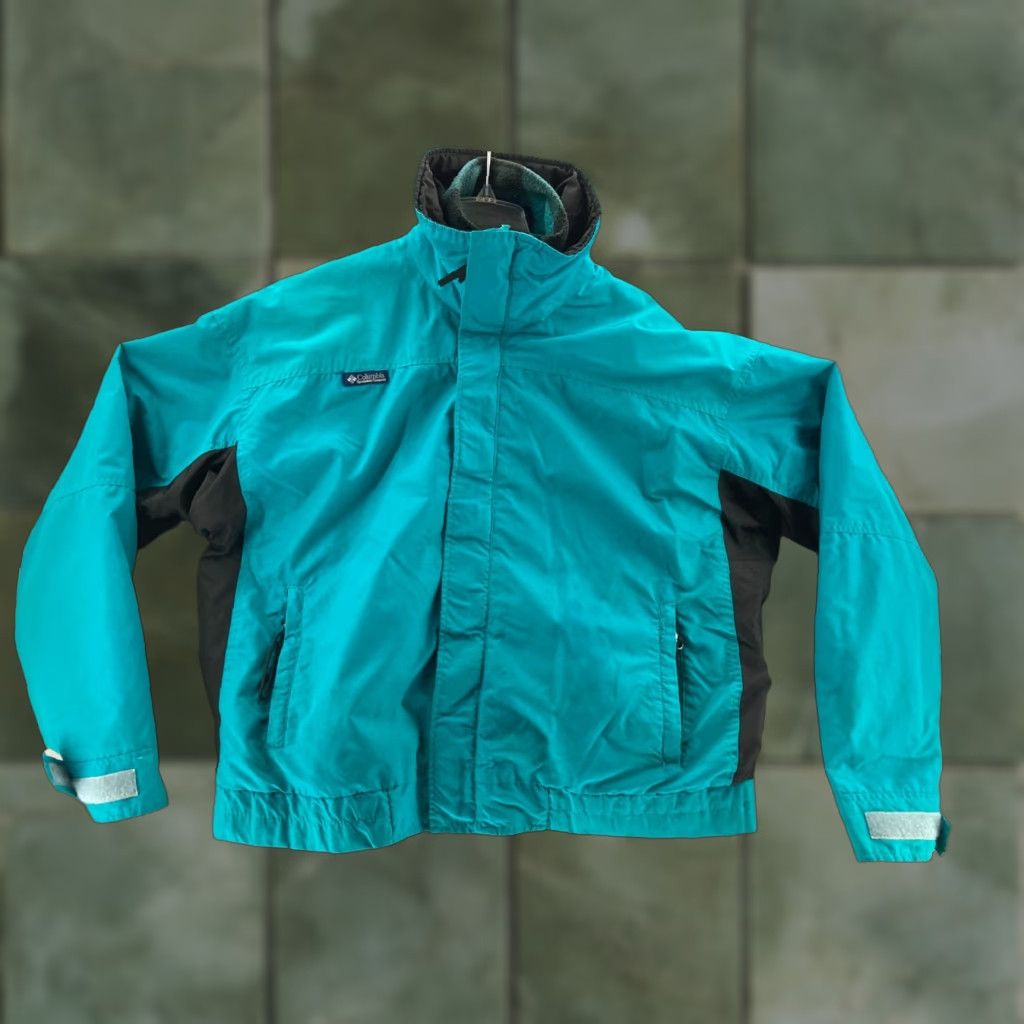Vintage VINTAGE Columbia Coat Mens XL Blue 90s Bomber Jacket Lined Flannel Removable Inner Jacket Size US XL / EU 56 / 4 - 1 Thumbnail