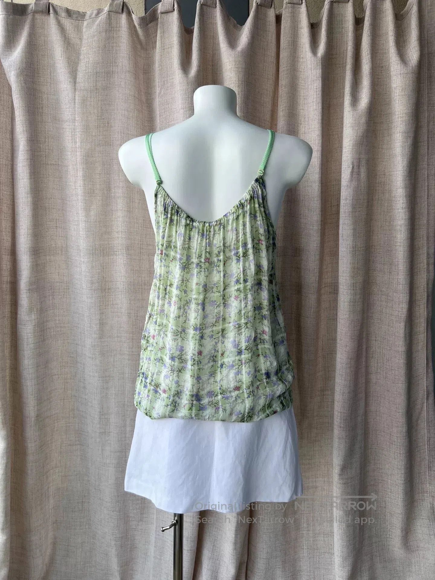 John Galliano GALLIANO Light Green Plaid Floral Camisole. Size M / US 6-8 / IT 42-44 - 6 Thumbnail
