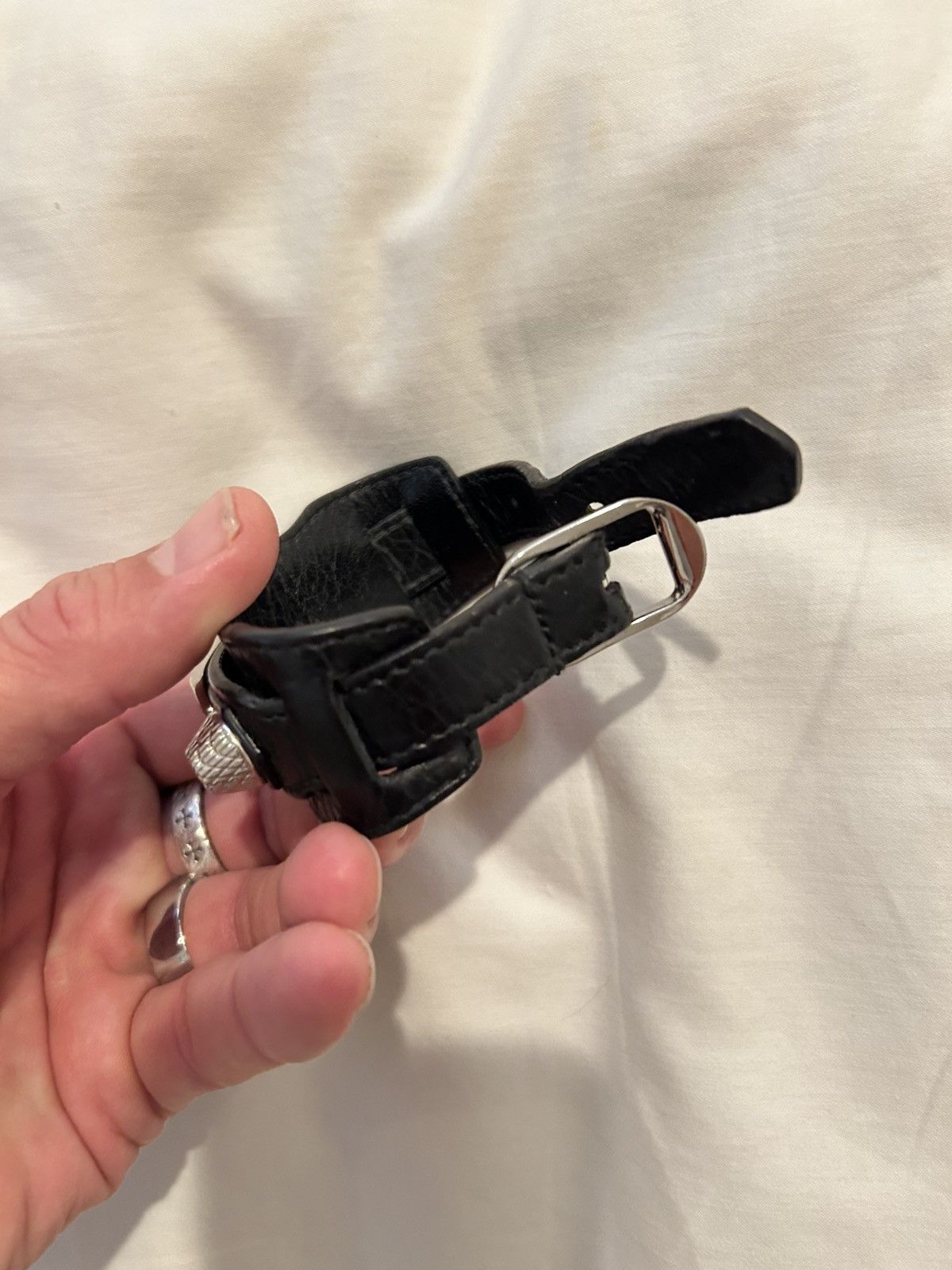Balenciaga Balenciaga leather wristband with metal details Size ONE SIZE - 2 Thumbnail