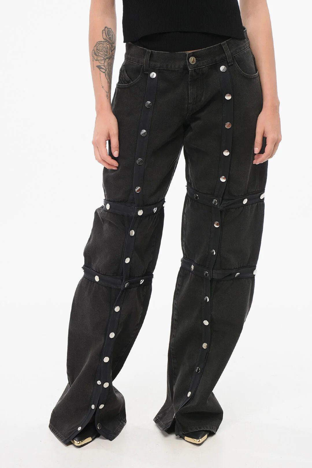 The Attico og1mm0426 Modular Baggy Jeans in Black Size 25" / US 0 / IT 36 - 1 Thumbnail