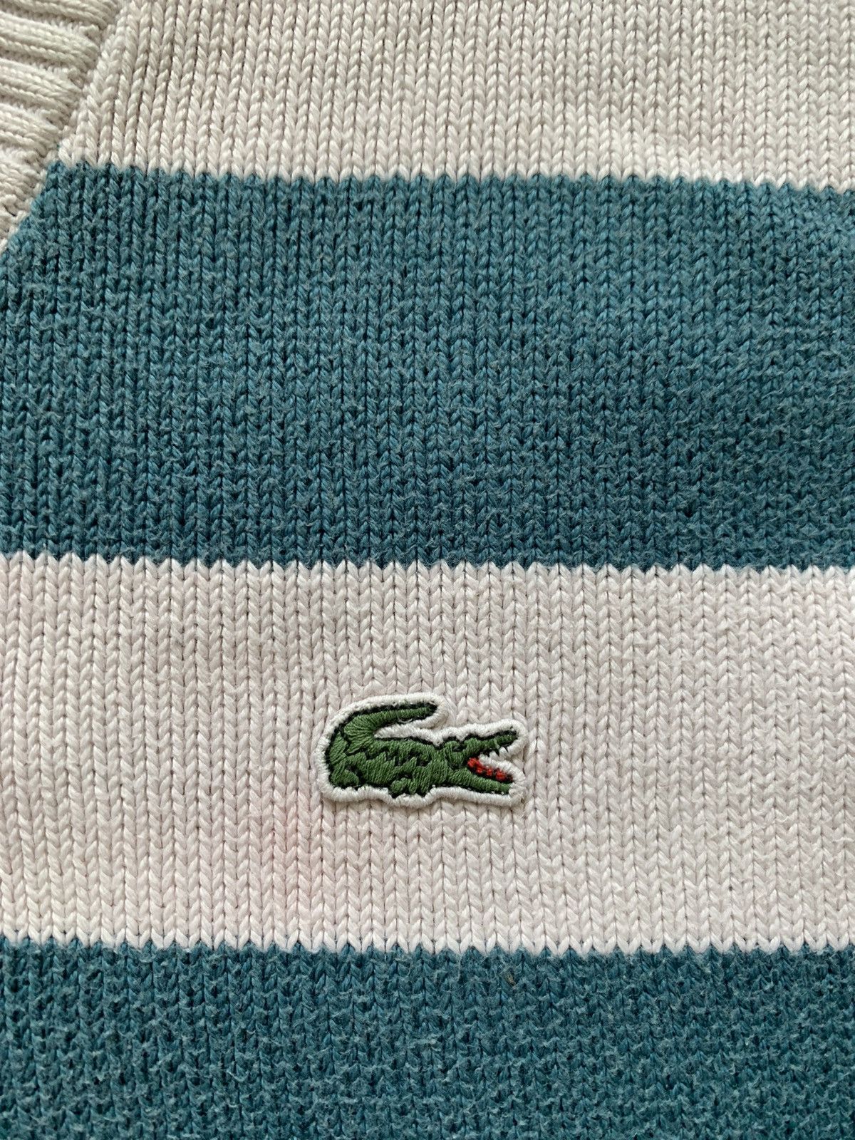 Lacoste × Vintage Vintage Lacoste V-neck Striped Sweaters Knitwear Y2K USA Size US L / EU 52-54 / 3 - 4 Thumbnail