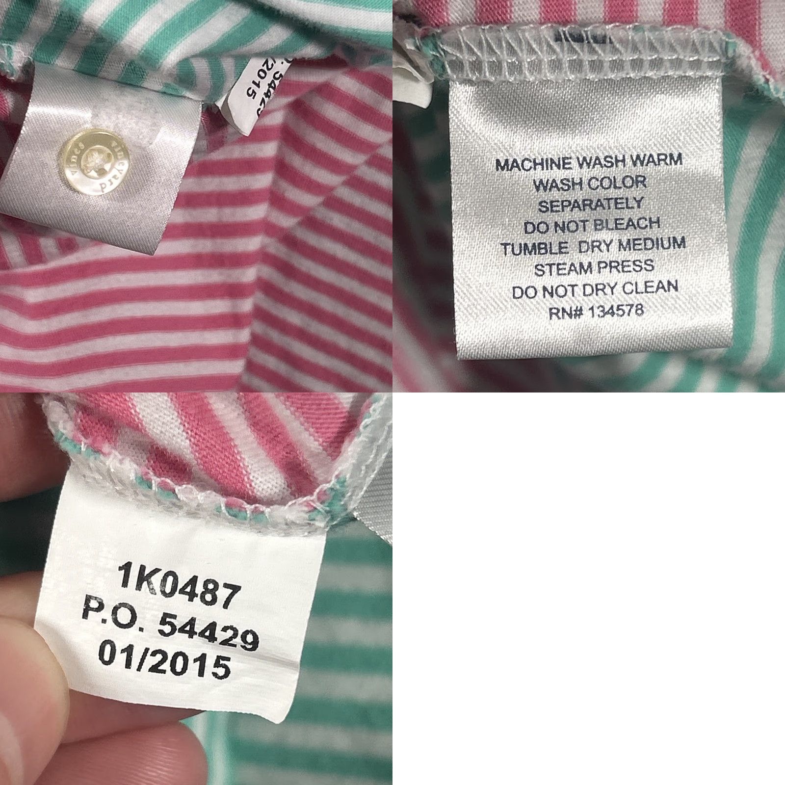 Vineyard Vines Vineyard Vines Mens Polo Short Sleeve Classic Fit Pima Cotton L Pink Green Blue Striped Button Collared Casual Golf Walking Men Regular XS? Wait Size US L / EU 52-54 / 3 - 8 Thumbnail