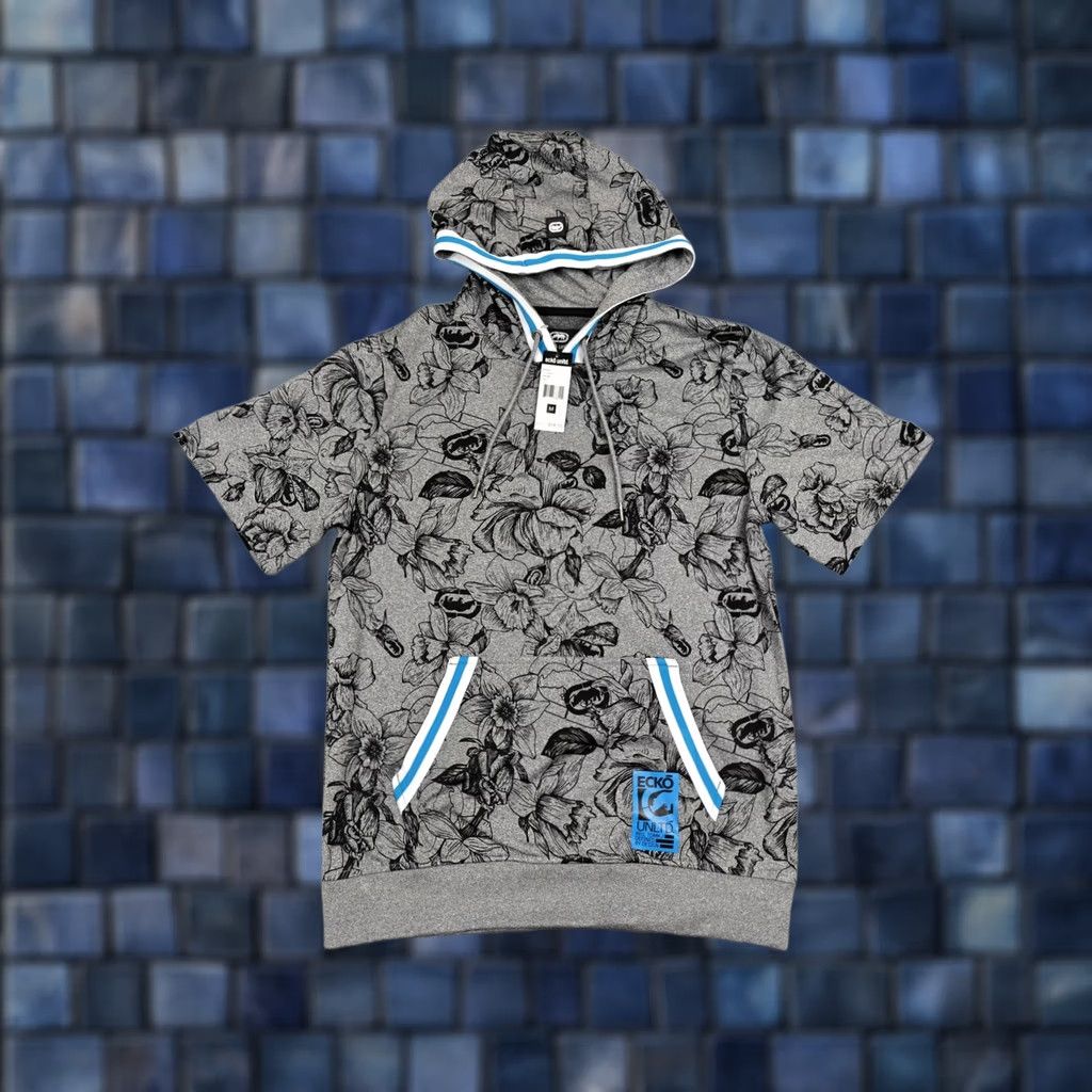 Ecko Unltd. Ecko Unltd Hoodie Mens Medium Gray Short Sleeve Floral Pullover Pockets E012K855 Size US M / EU 48-50 / 2 - 1 Thumbnail