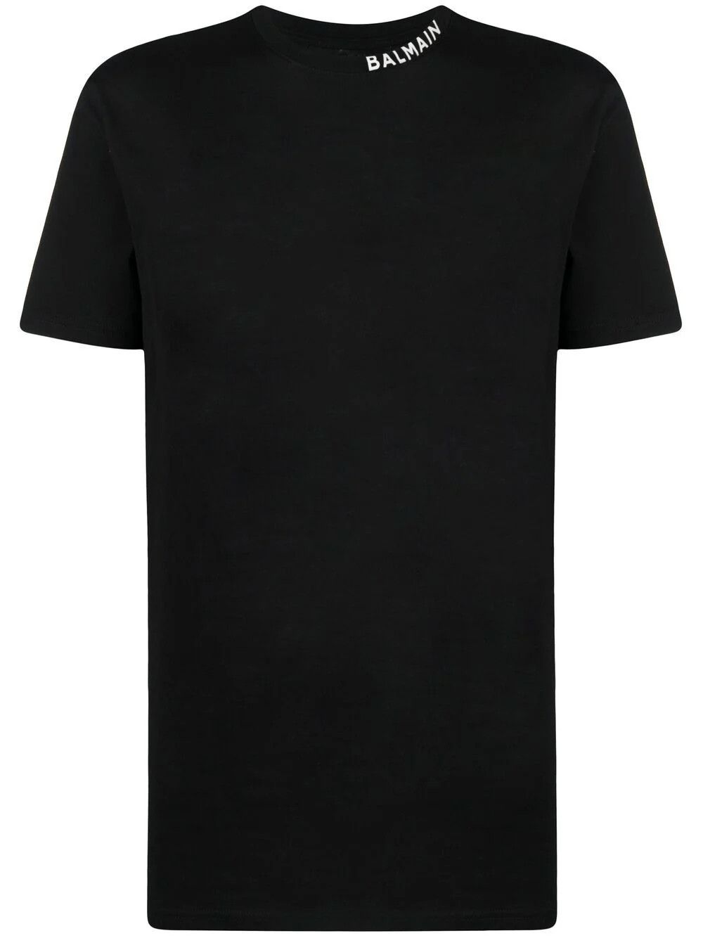 Balmain o1loc1c0526 Neck Logo T-Shirt in Black Size US L / EU 52-54 / 3 - 1 Thumbnail