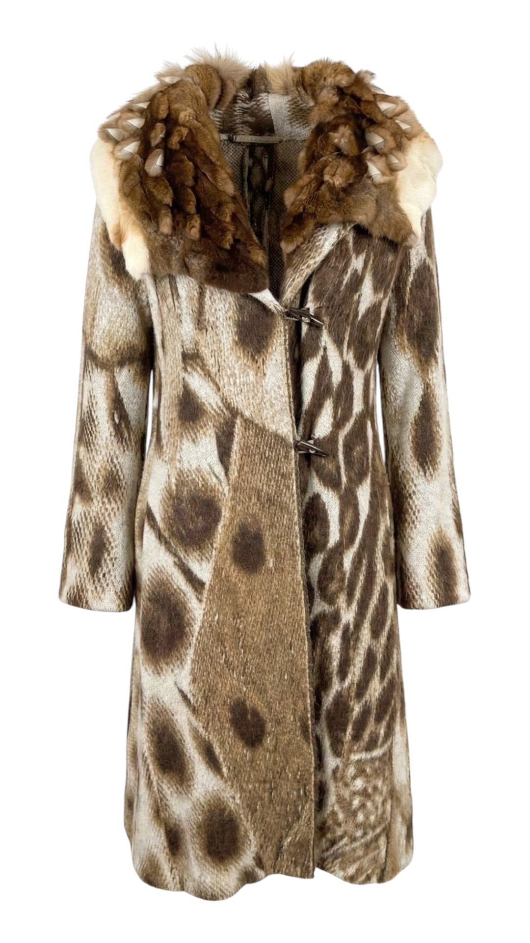 Roberto Cavalli ARCHIVE REX RABBIT FUR WOOL COAT Size M / US 6-8 / IT 42-44 - 1 Thumbnail