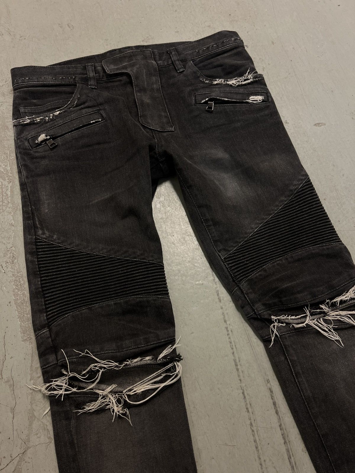 Balmain Distressed Balmain Biker Denim Size US 29 - 3 Thumbnail