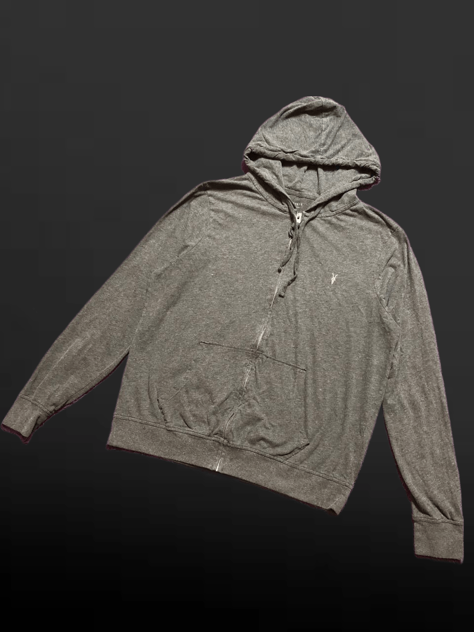 Allsaints Logo Gray Zip Hoodie Allsaints VINTAGE Size US XL / EU 56 / 4 - 1 Thumbnail