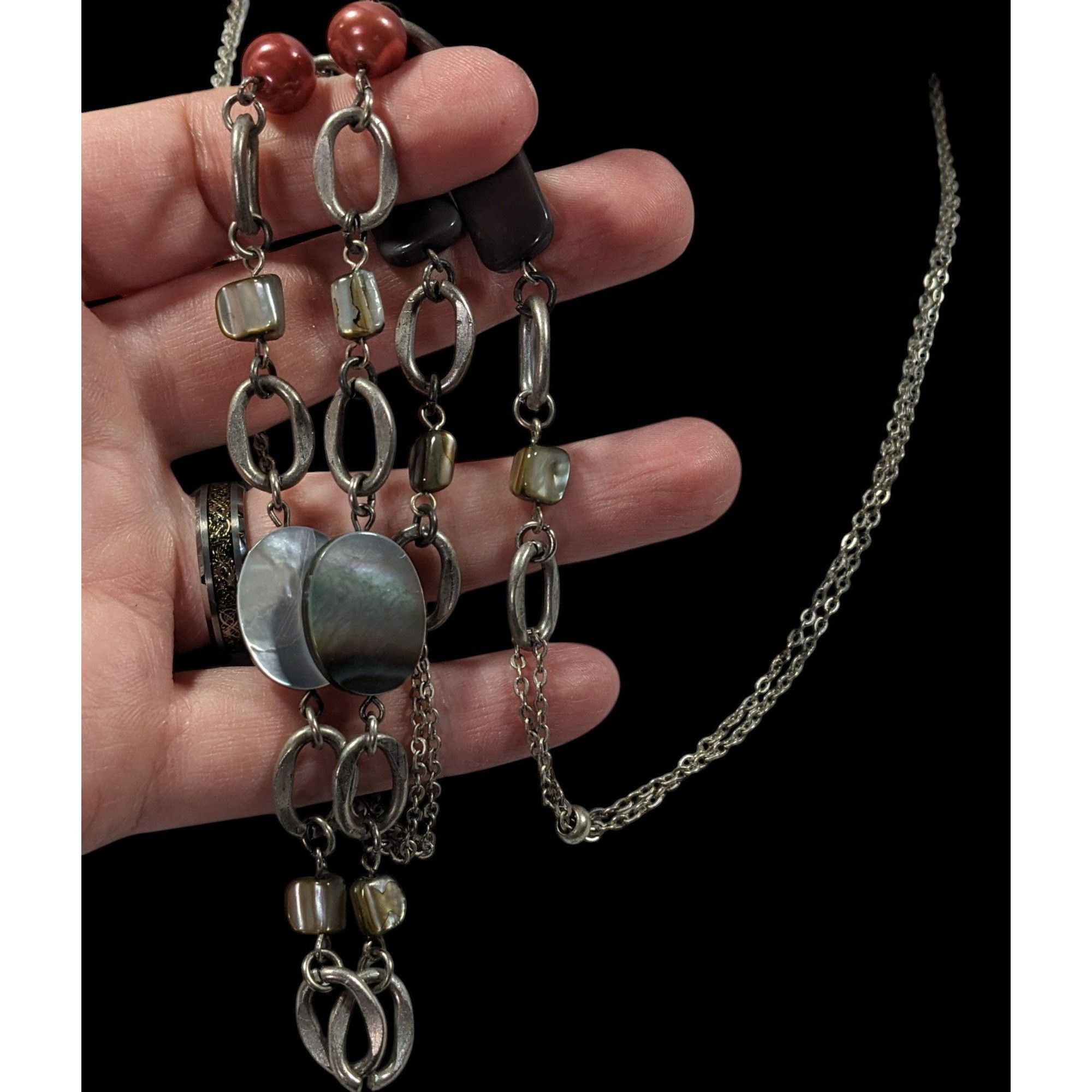 Other Boho Chic Shell And Pearl Accented Long Chain Link Necklace Size ONE SIZE - 5 Thumbnail