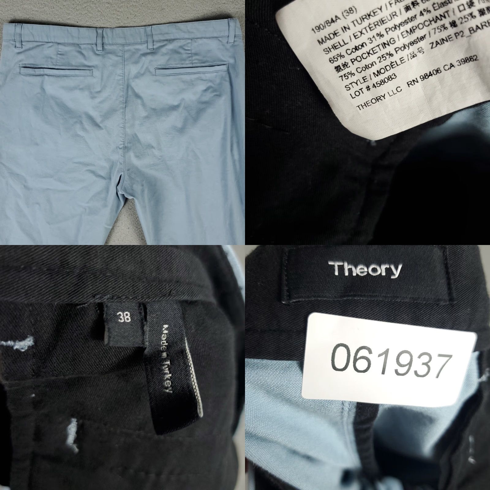 Theory VINTAGE Theory Men's Pants 38x26 Straight Leg Chino Trousers Blue Office Business Casual Size US 38 / EU 54 - 8 Thumbnail