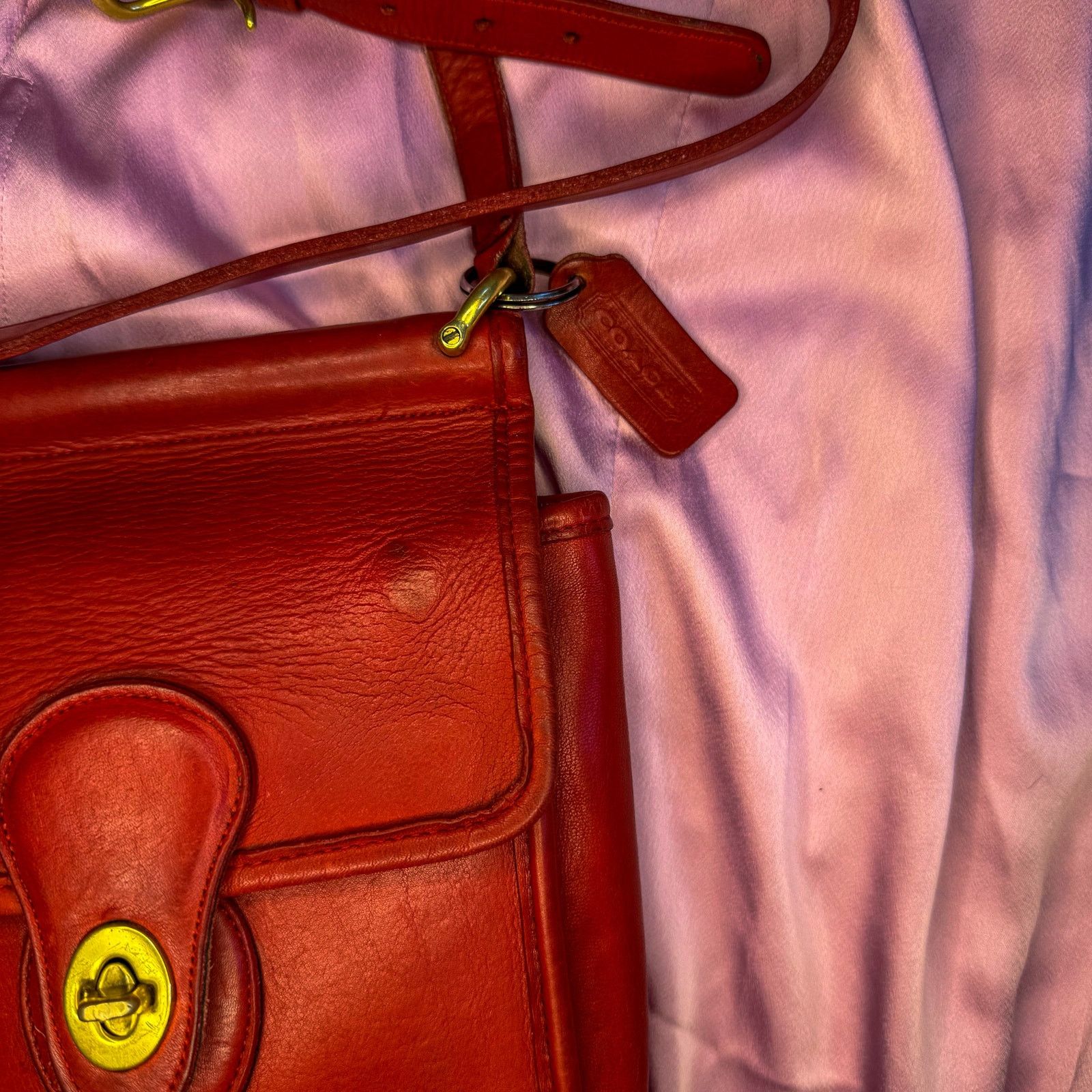 Coach ❤️ Coach Red Leather Rambler’s Legacy Bag 9061 Crossbody USA Size ONE SIZE - 3 Thumbnail