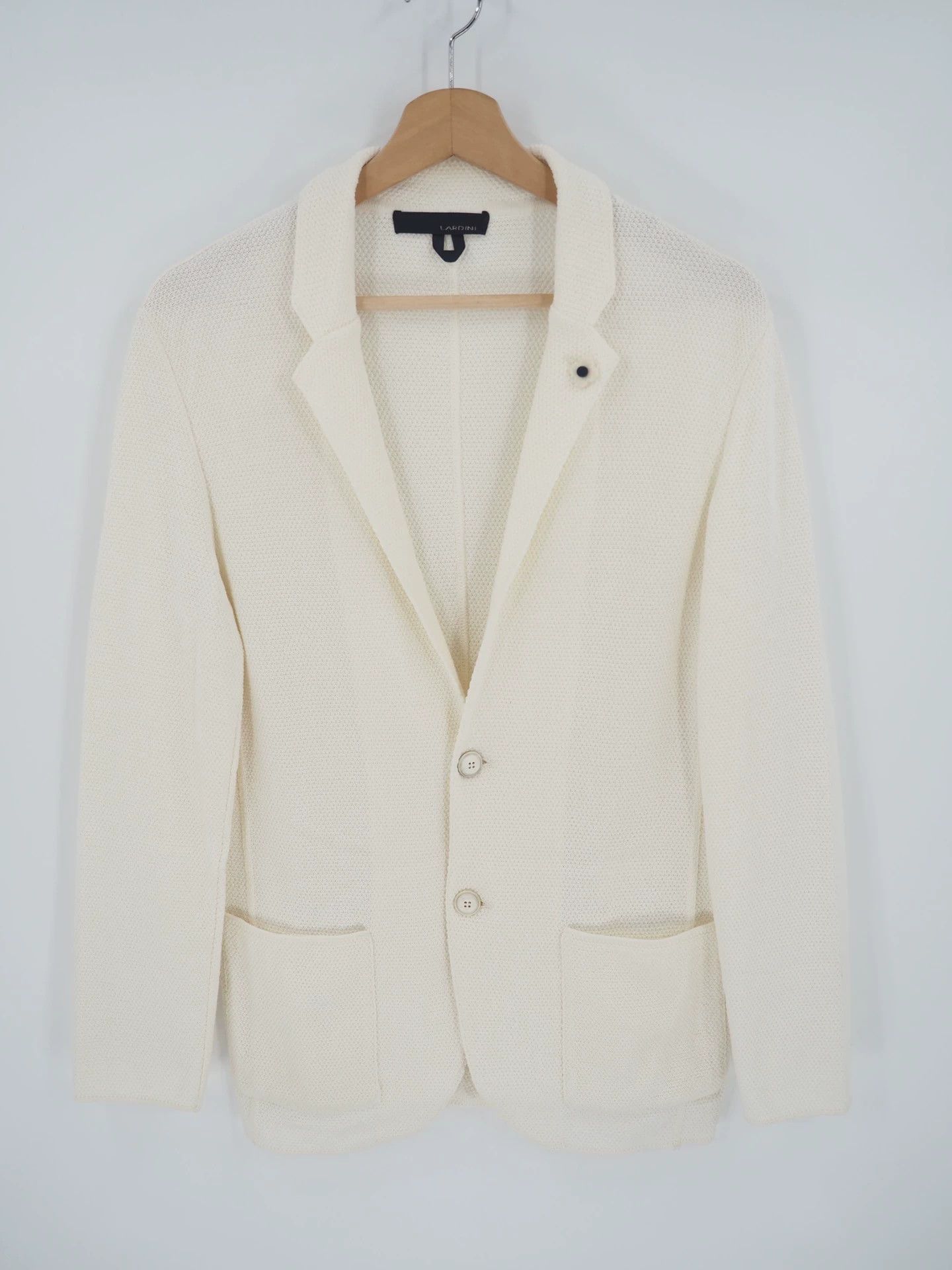 Lardini LARDINI Italian-made white chunky-knit handmade blazer Size 36R - 2 Thumbnail